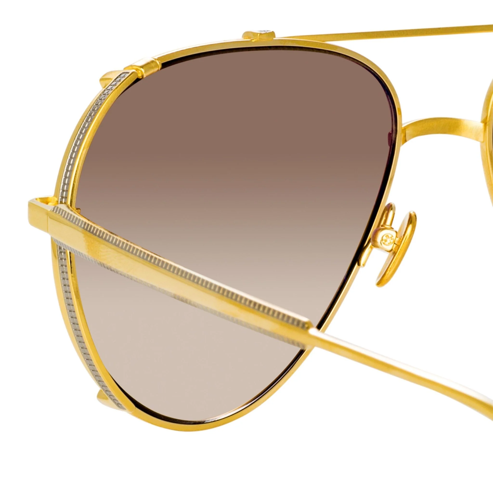 Newman Sunglasses in 22K Yellow Gold and Mocha - Image 4