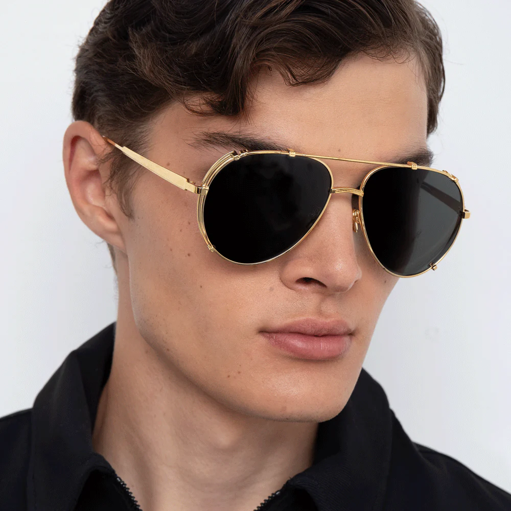 Newman Sunglasses in 22K Yellow Gold and Mocha - Image 5