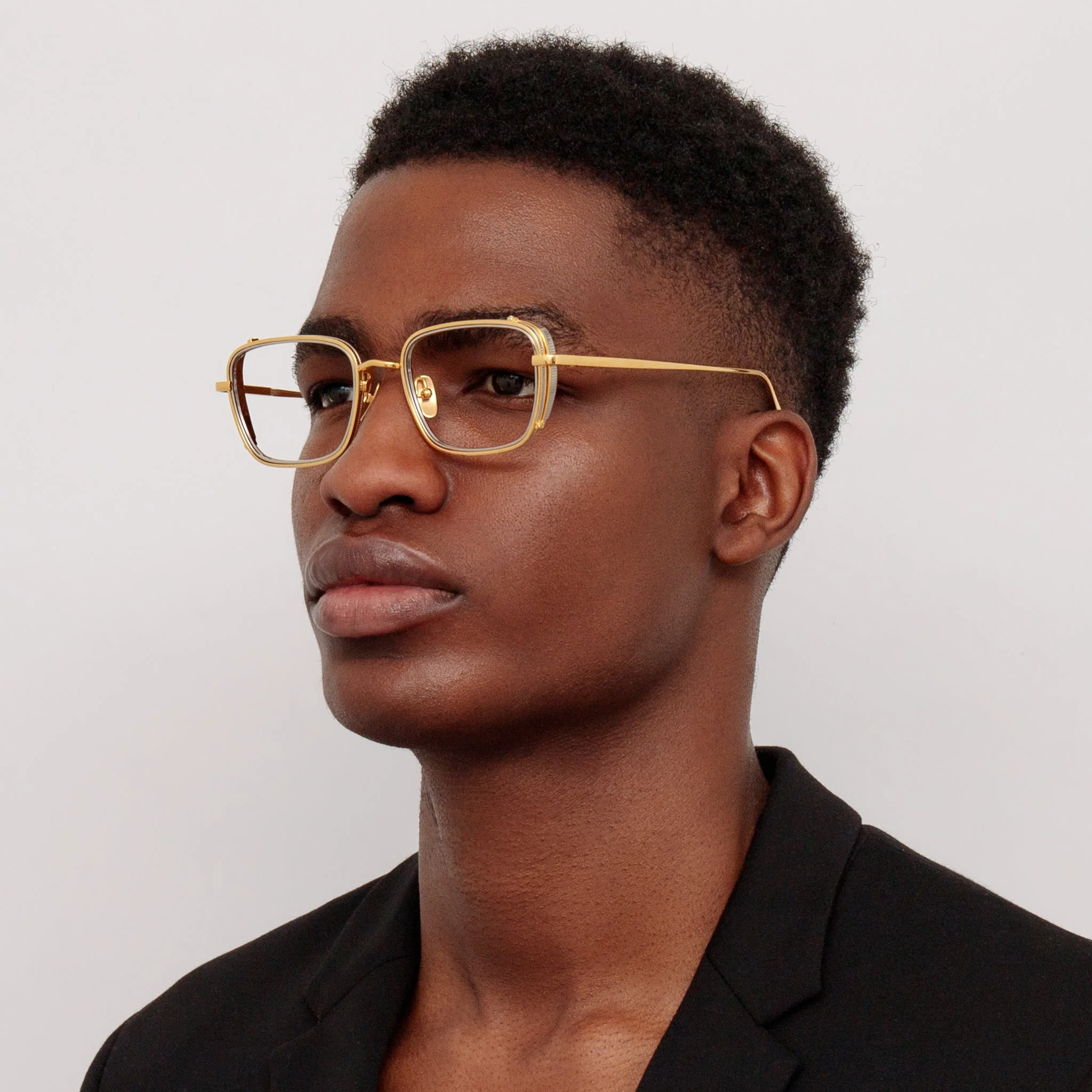 Ofer Rectangular Optical Frame in 22K Yellow Gold - Image 3