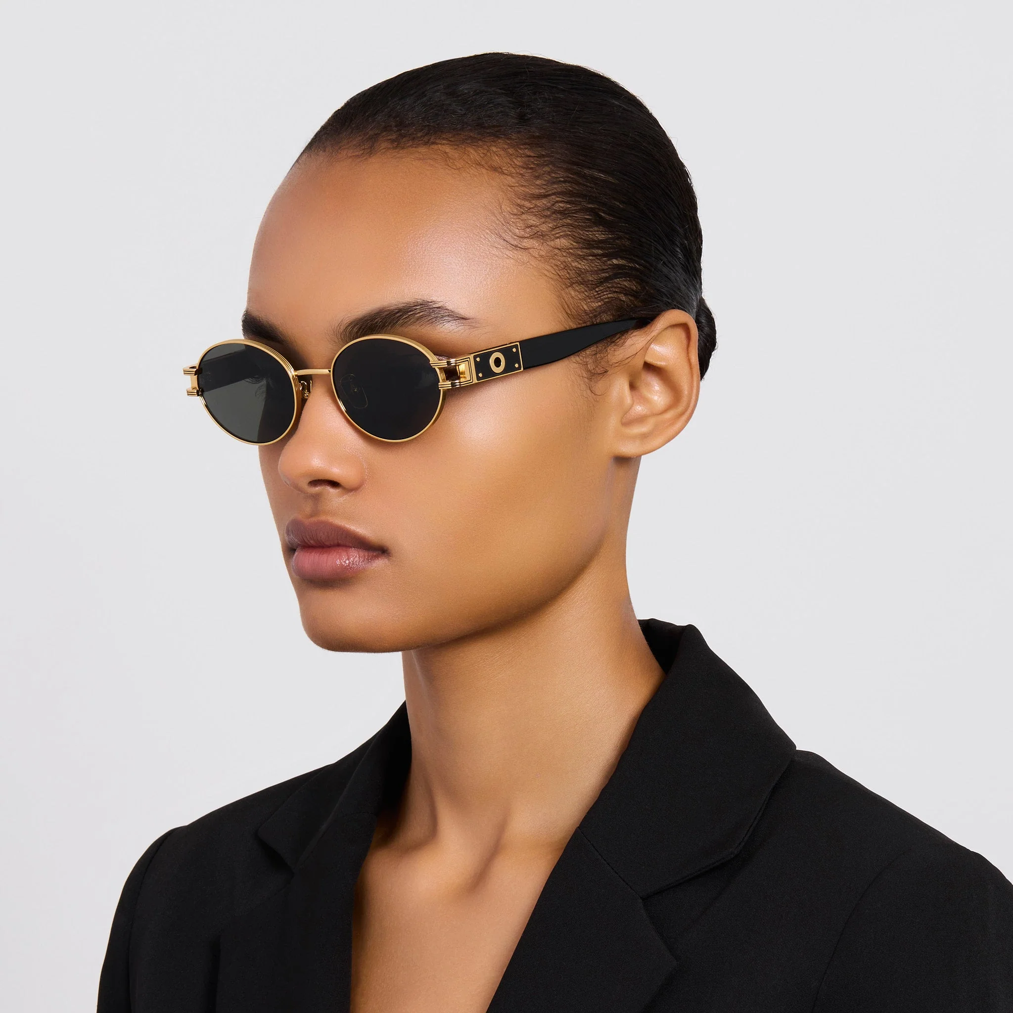 Phoebe Sunglasses in 22K Gold and Black - Image 3