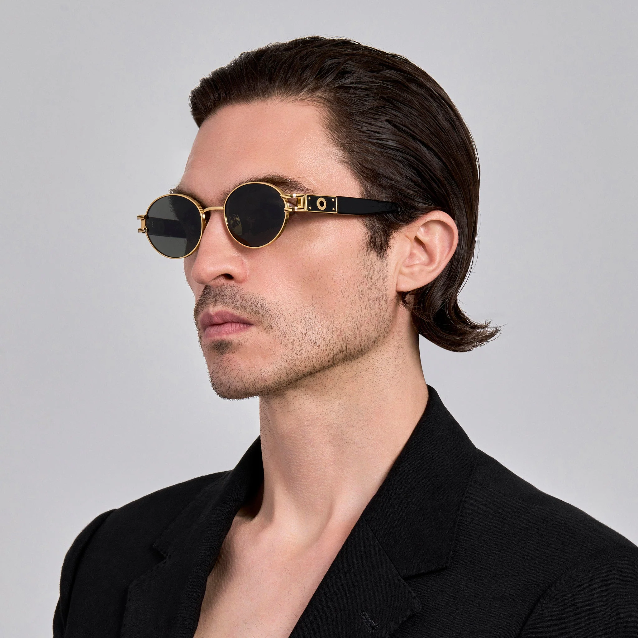 Phoebe Sunglasses in 22K Gold and Black - Image 4
