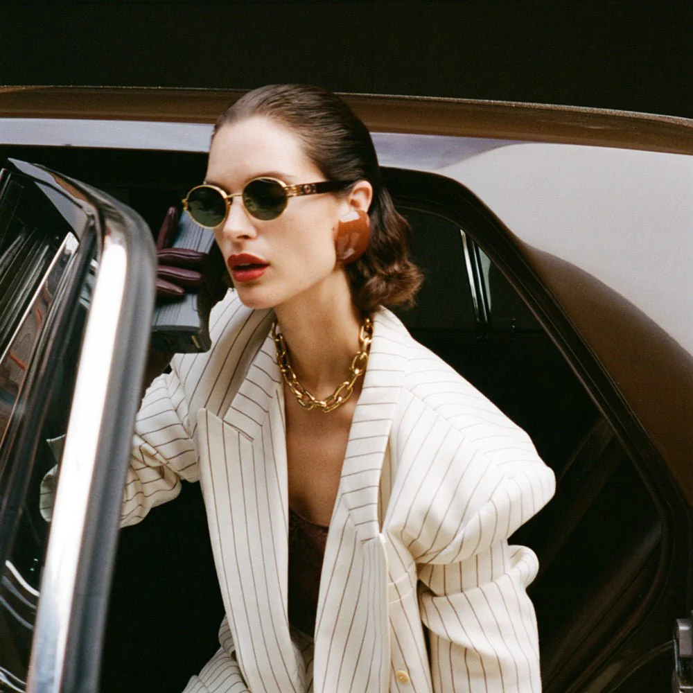 Phoebe Sunglasses in 22K Gold and Black - Image 8