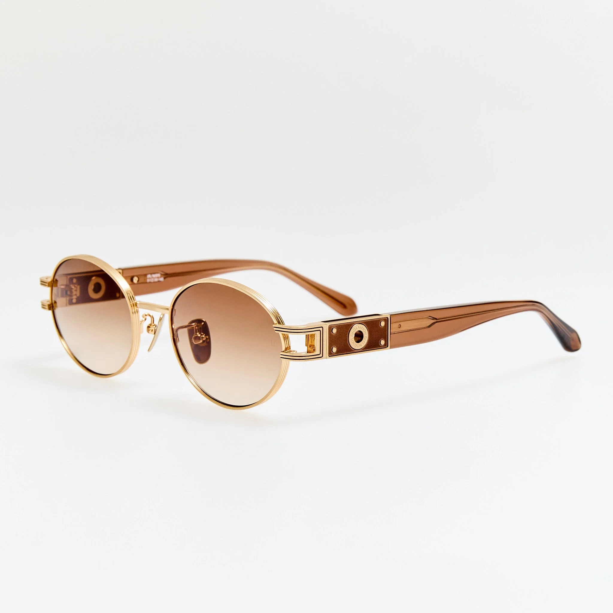 Phoebe Sunglasses in Matt Champagne and Mocha - Image 2