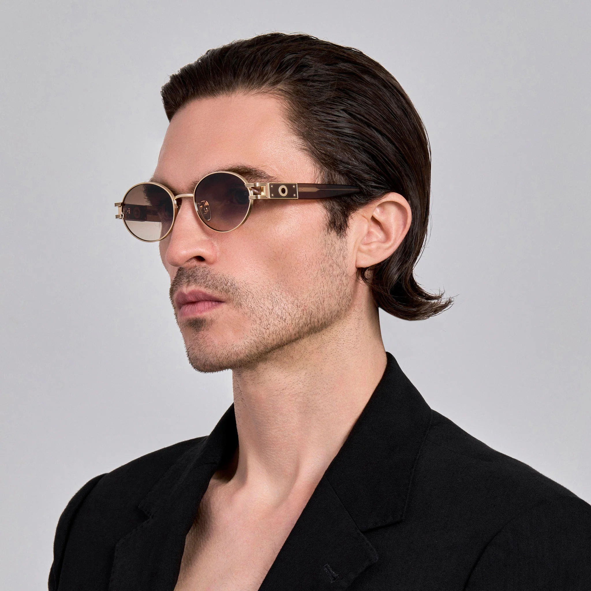 Phoebe Sunglasses in Matt Champagne and Mocha - Image 4