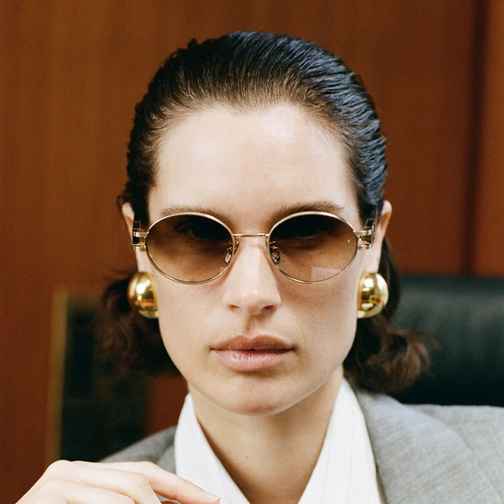 Phoebe Sunglasses in Matt Champagne and Mocha - Image 7