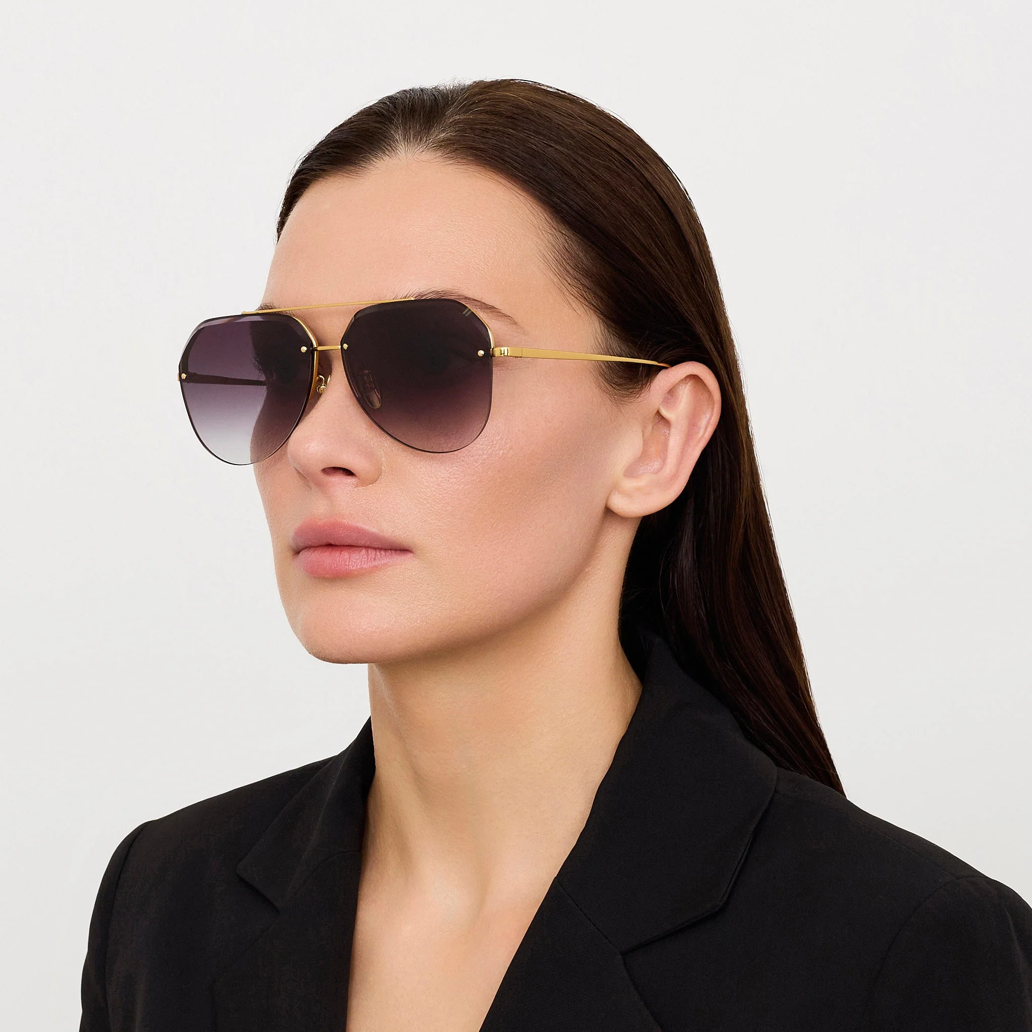 Quynh Sunglasses in 22K Gold and Grey - Image 3