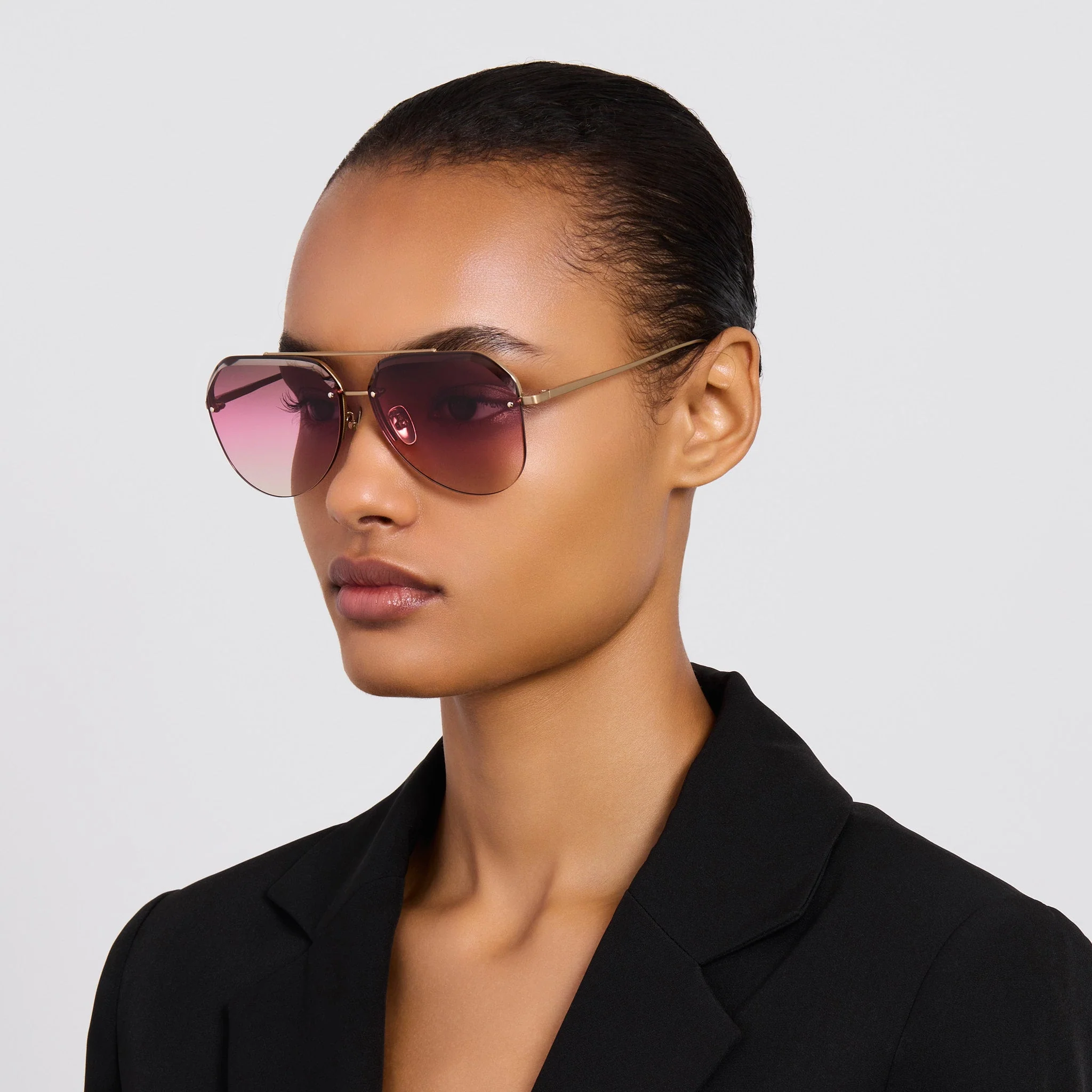 Quynh Sunglasses in Matt Champagne and Pink - Image 3