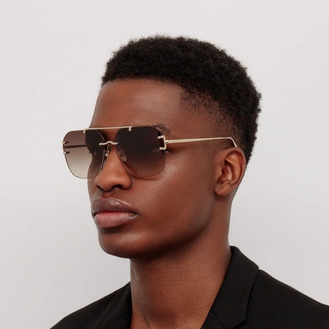 Reyner Sunglasses in 22K Gold and Brown - Image 3