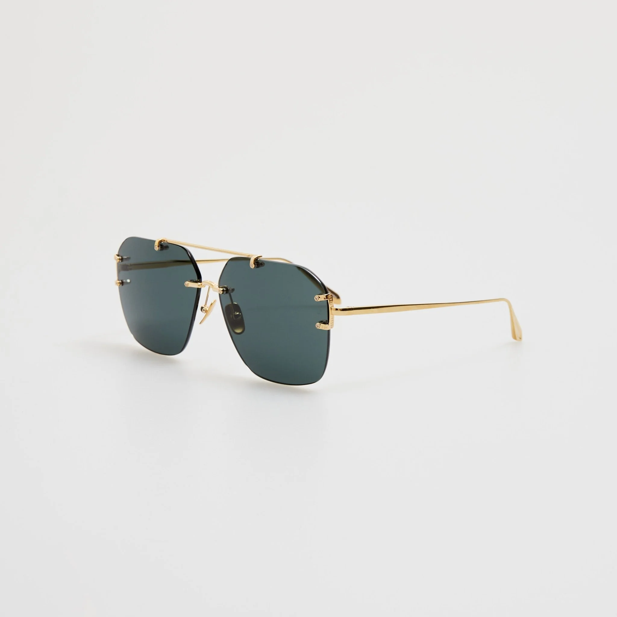 Reyner Sunglasses in 22K Gold and Green - Image 2