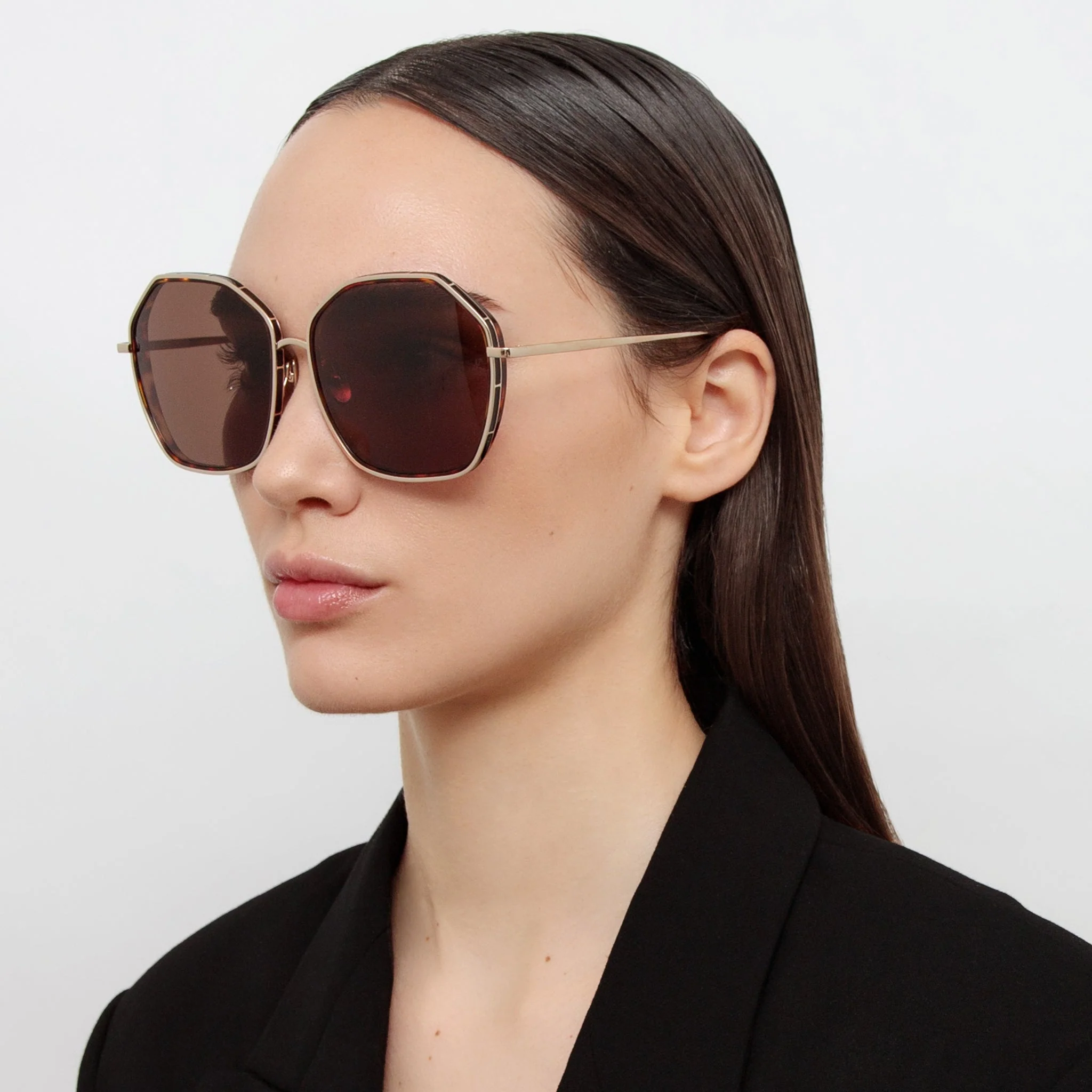 Rowe Sunglasses in 22K Gold and Brown - Image 3