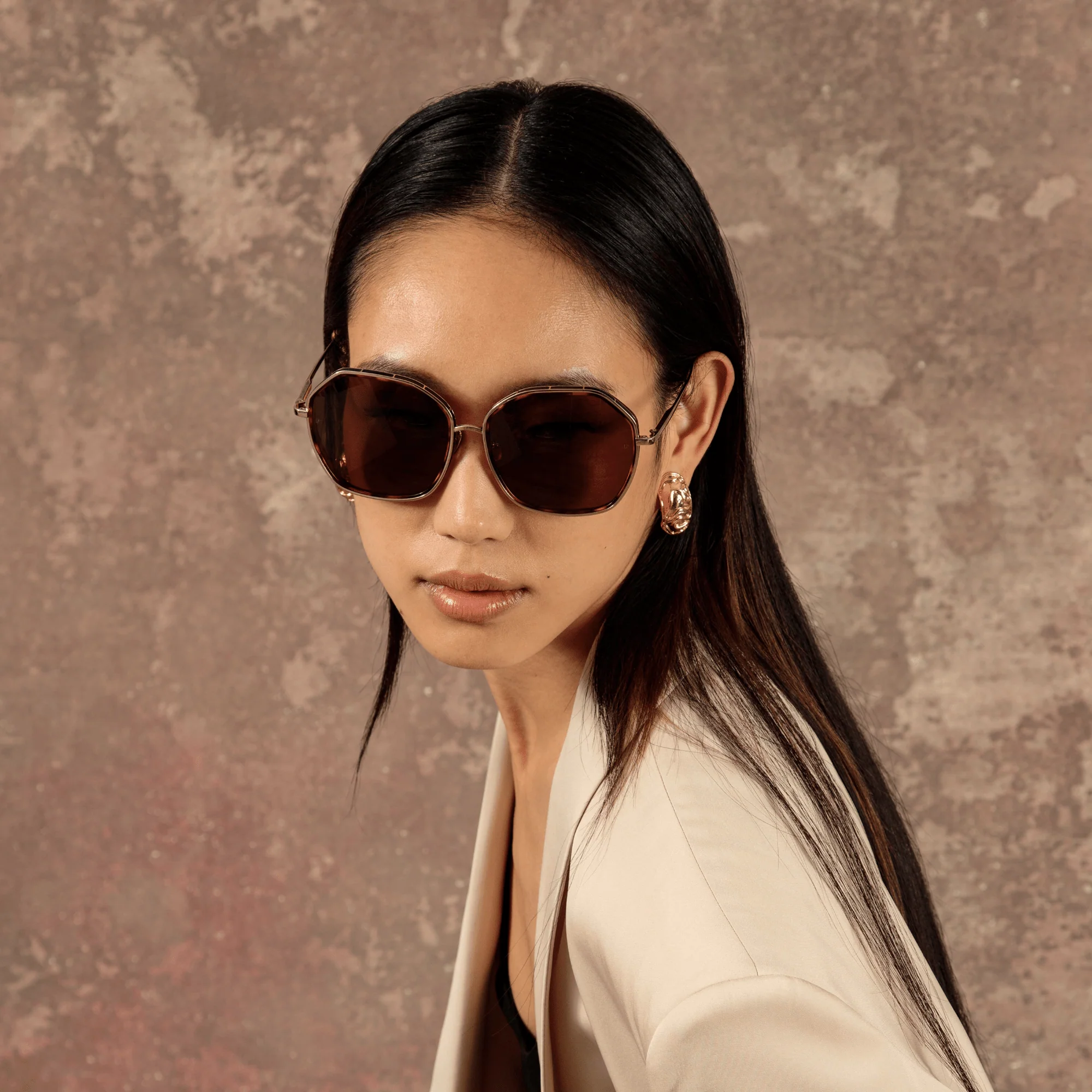 Rowe Sunglasses in 22K Gold and Brown - Image 4