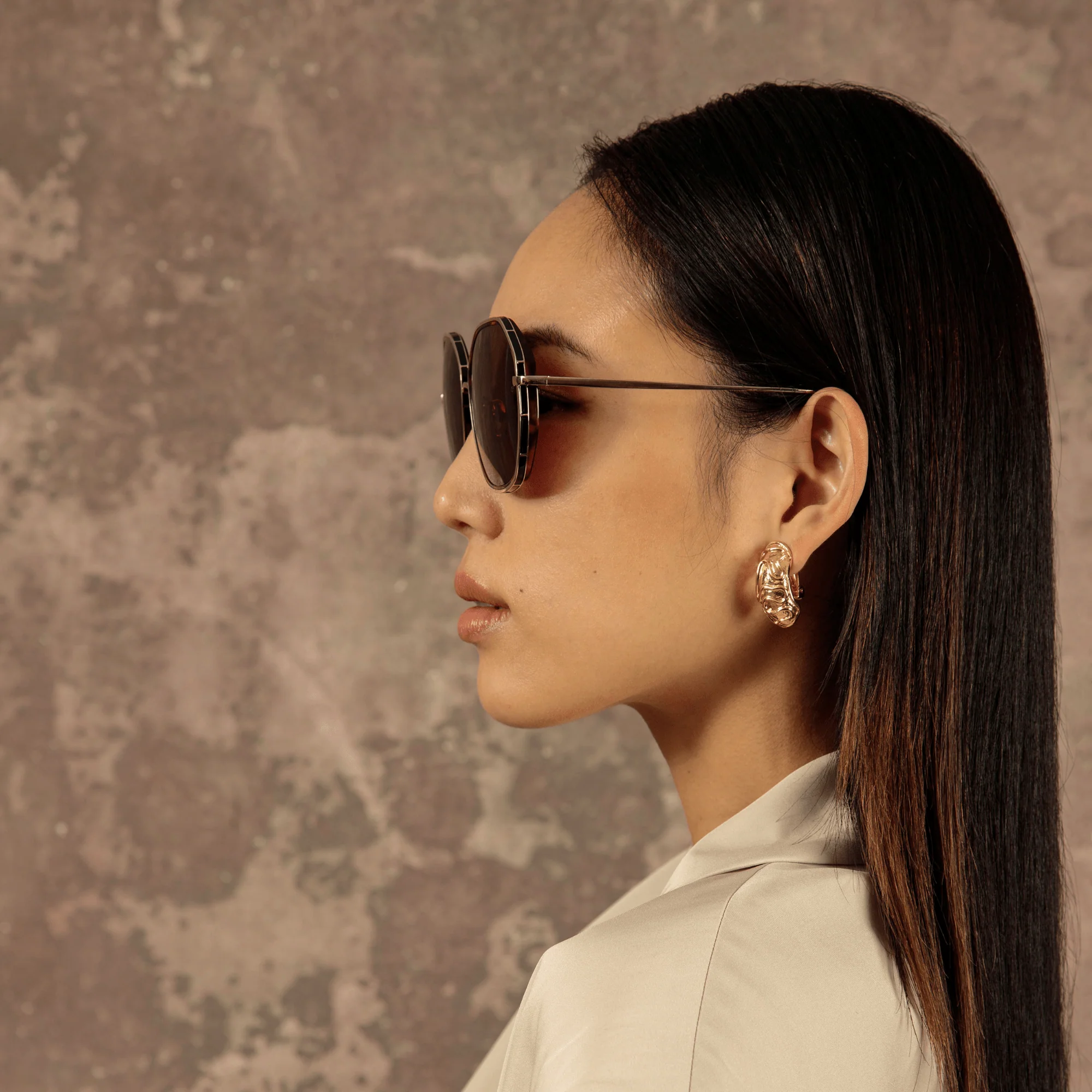 Rowe Sunglasses in 22K Gold and Brown - Image 5