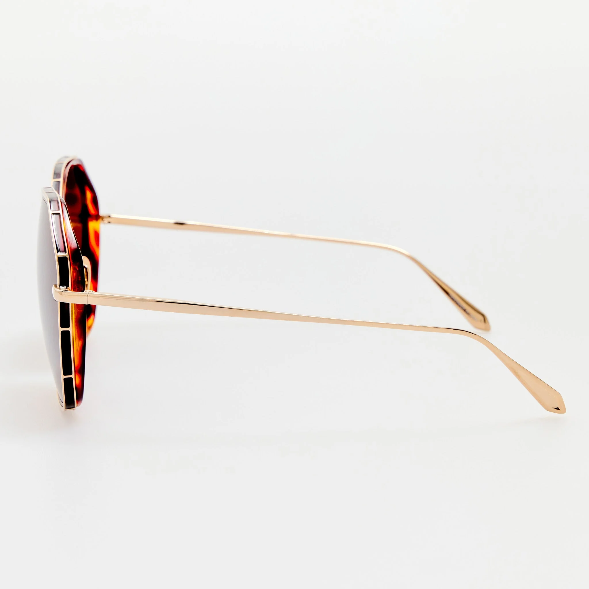 Rowe Sunglasses in 22K Gold and Brown - Image 6