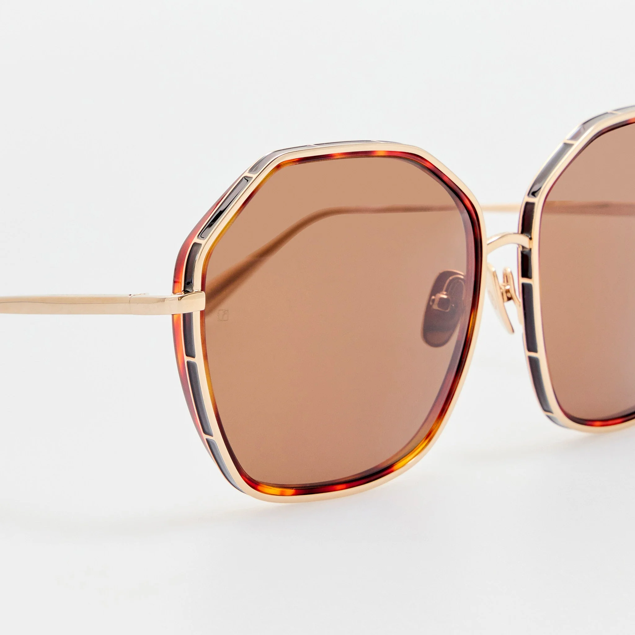 Rowe Sunglasses in 22K Gold and Brown - Image 7