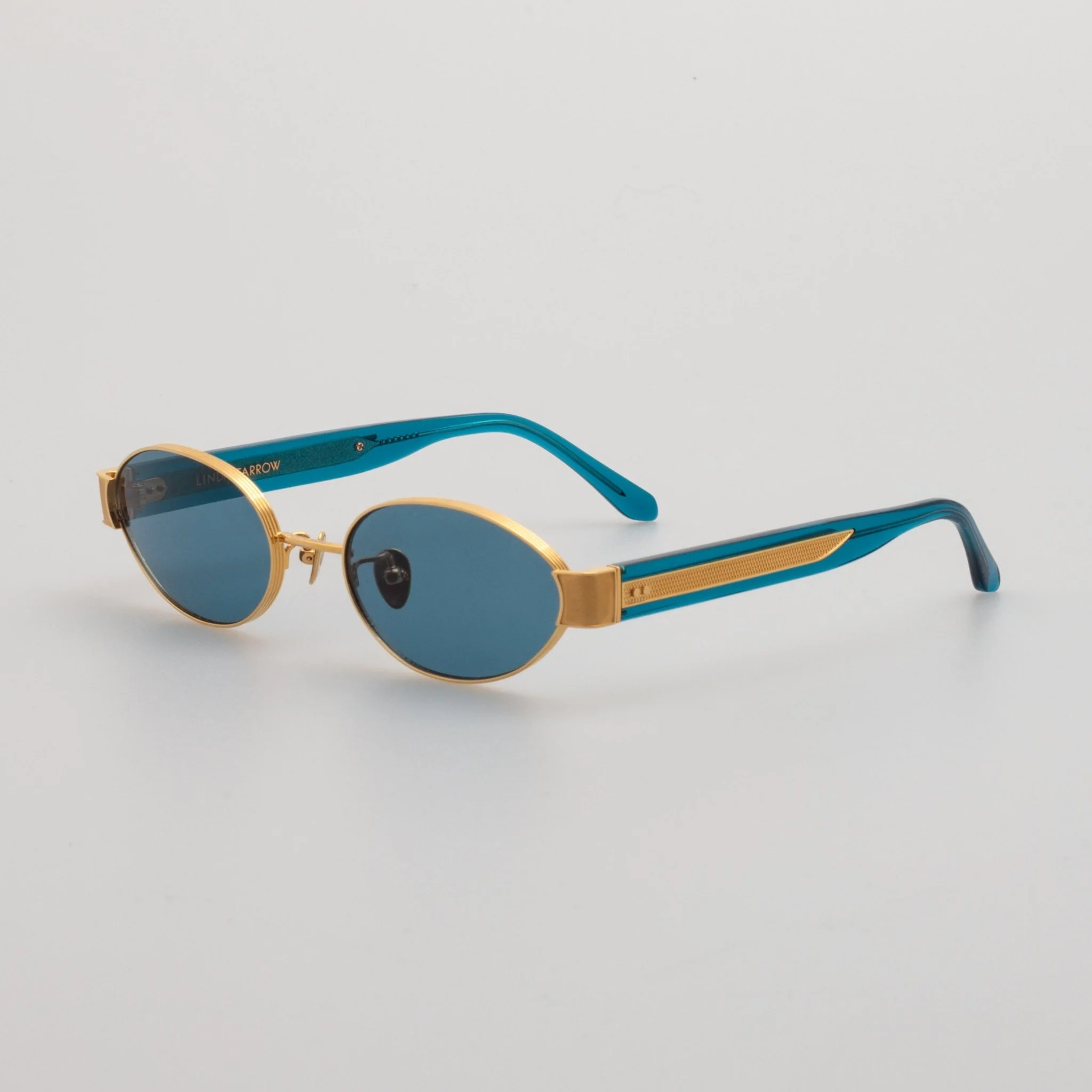 Sadie Sunglasses in 22K Gold and Aqua - Image 2