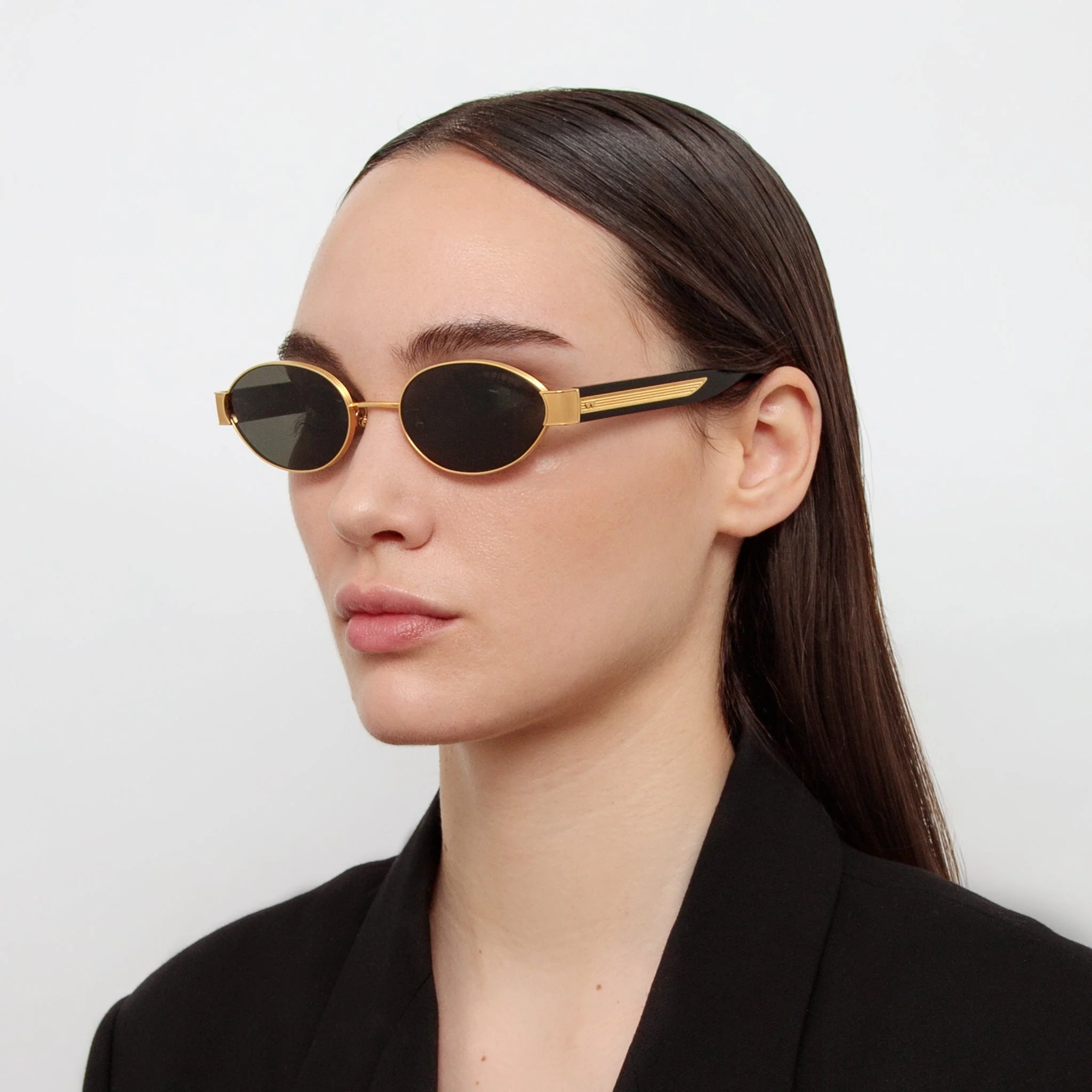 Sadie Sunglasses in 22K Gold and Grey - Image 3