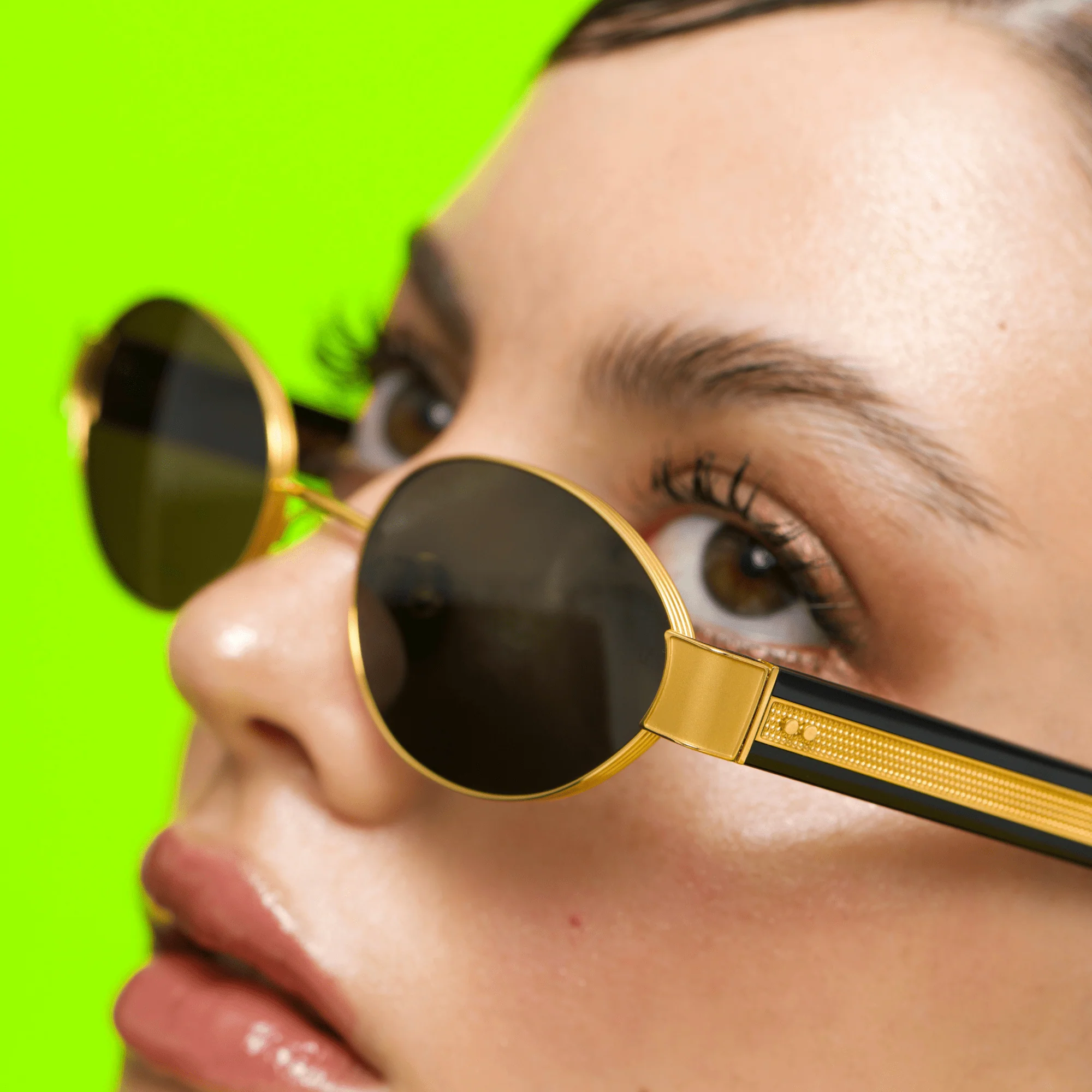 Sadie Sunglasses in 22K Gold and Grey - Image 6