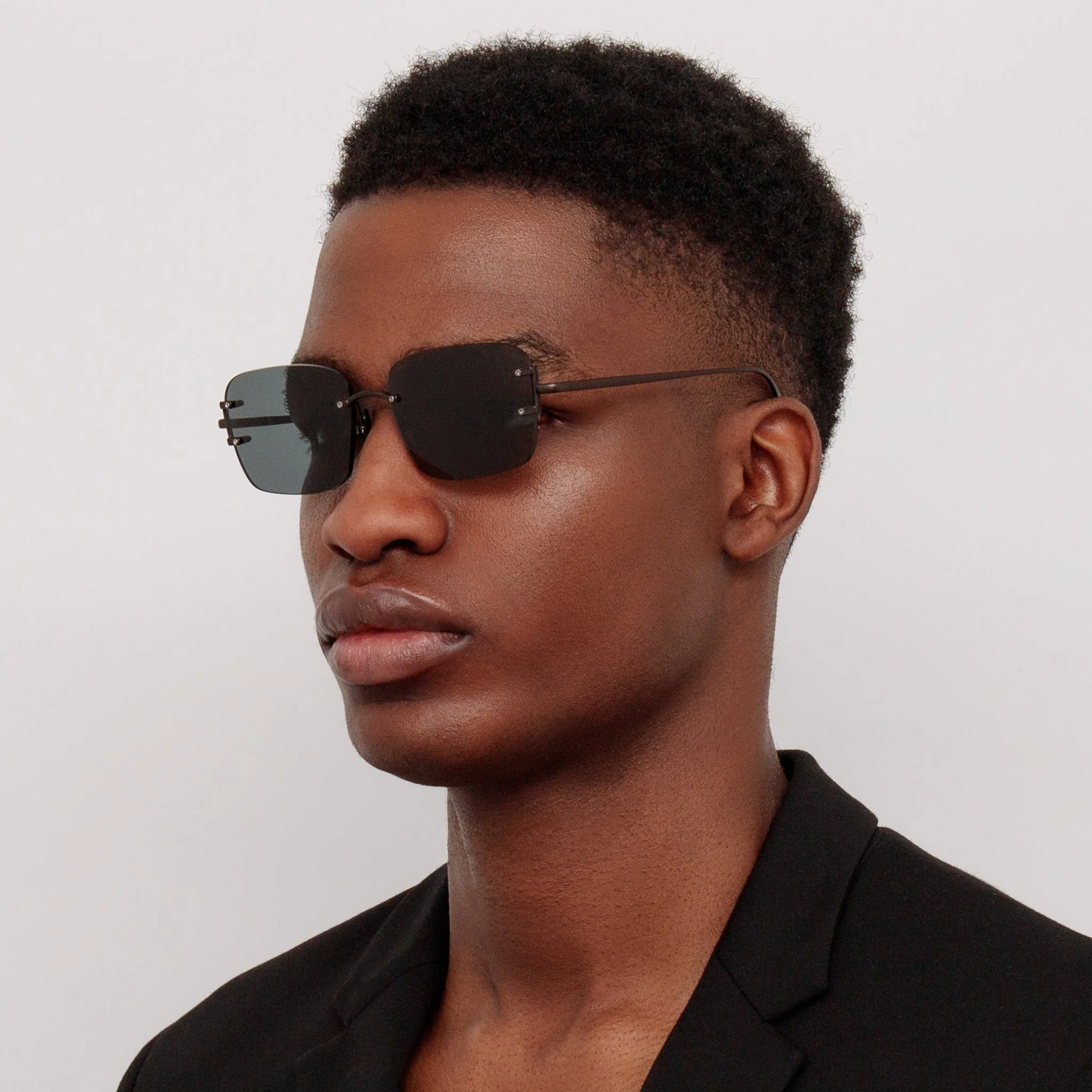 Sasha Square Sunglasses in Matt Black Nickel - Image 3