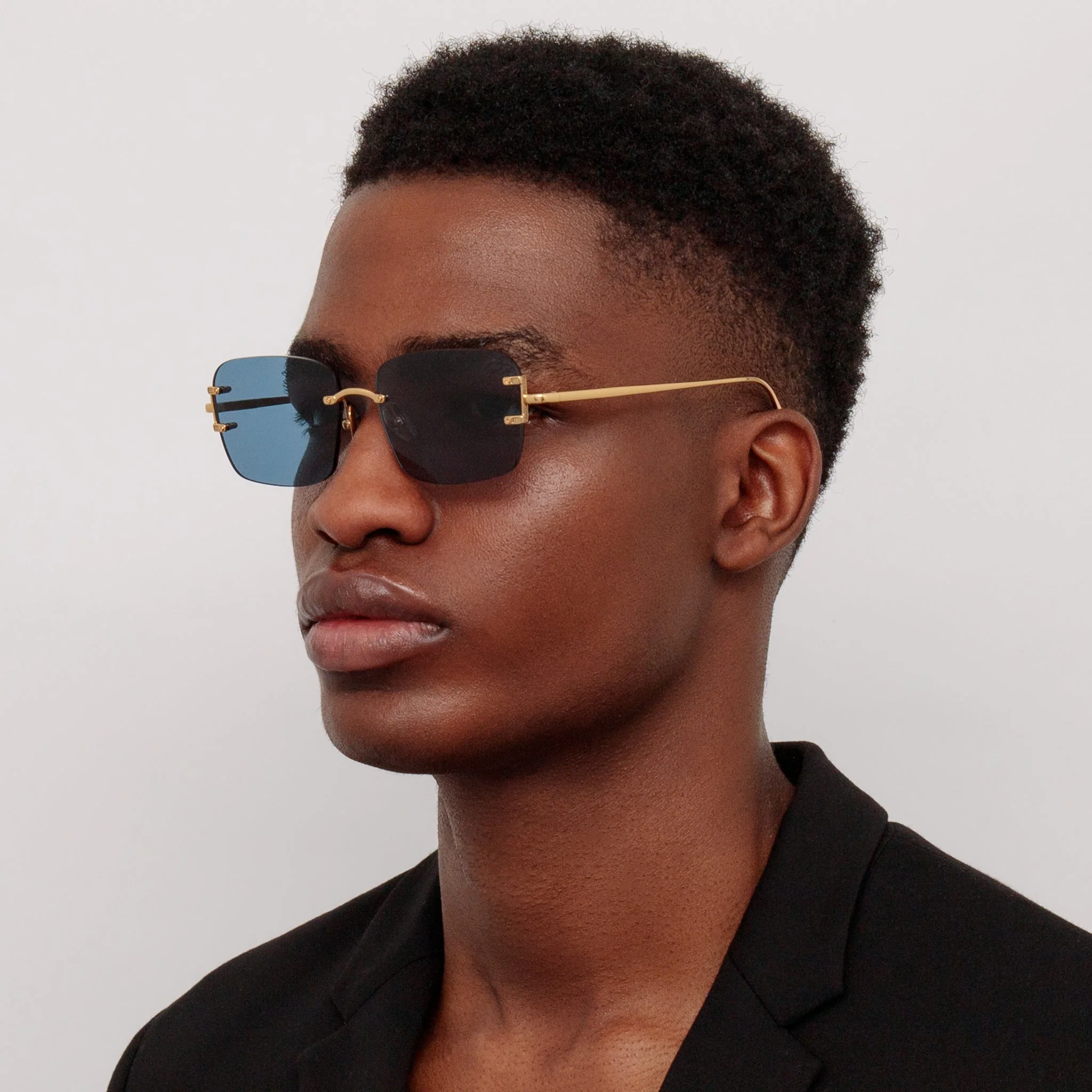 Sasha Square Sunglasses in 22K Gold and Aqua - Image 4