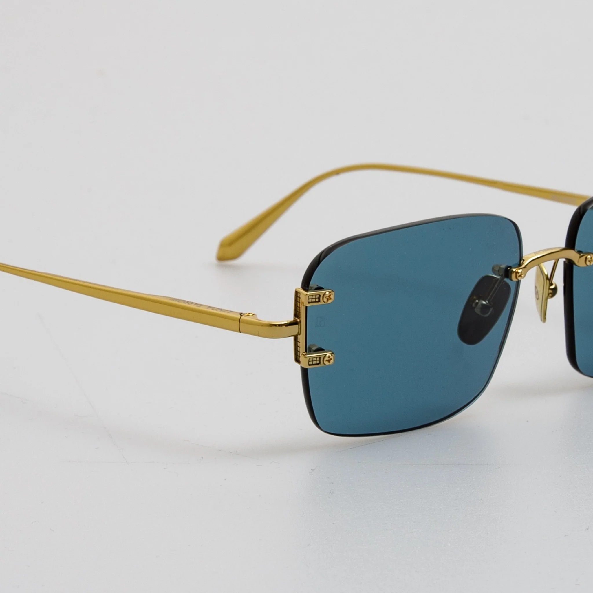 Sasha Square Sunglasses in 22K Gold and Aqua - Image 5