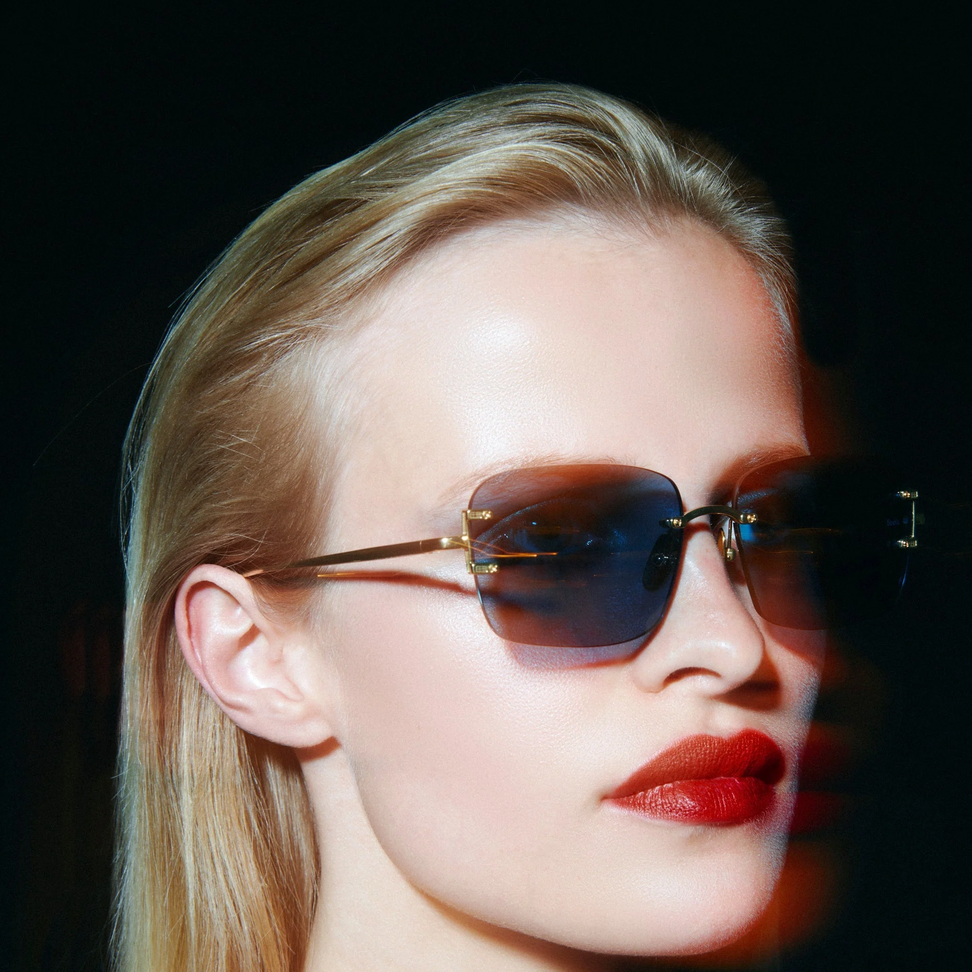Sasha Square Sunglasses in 22K Gold and Aqua - Image 6