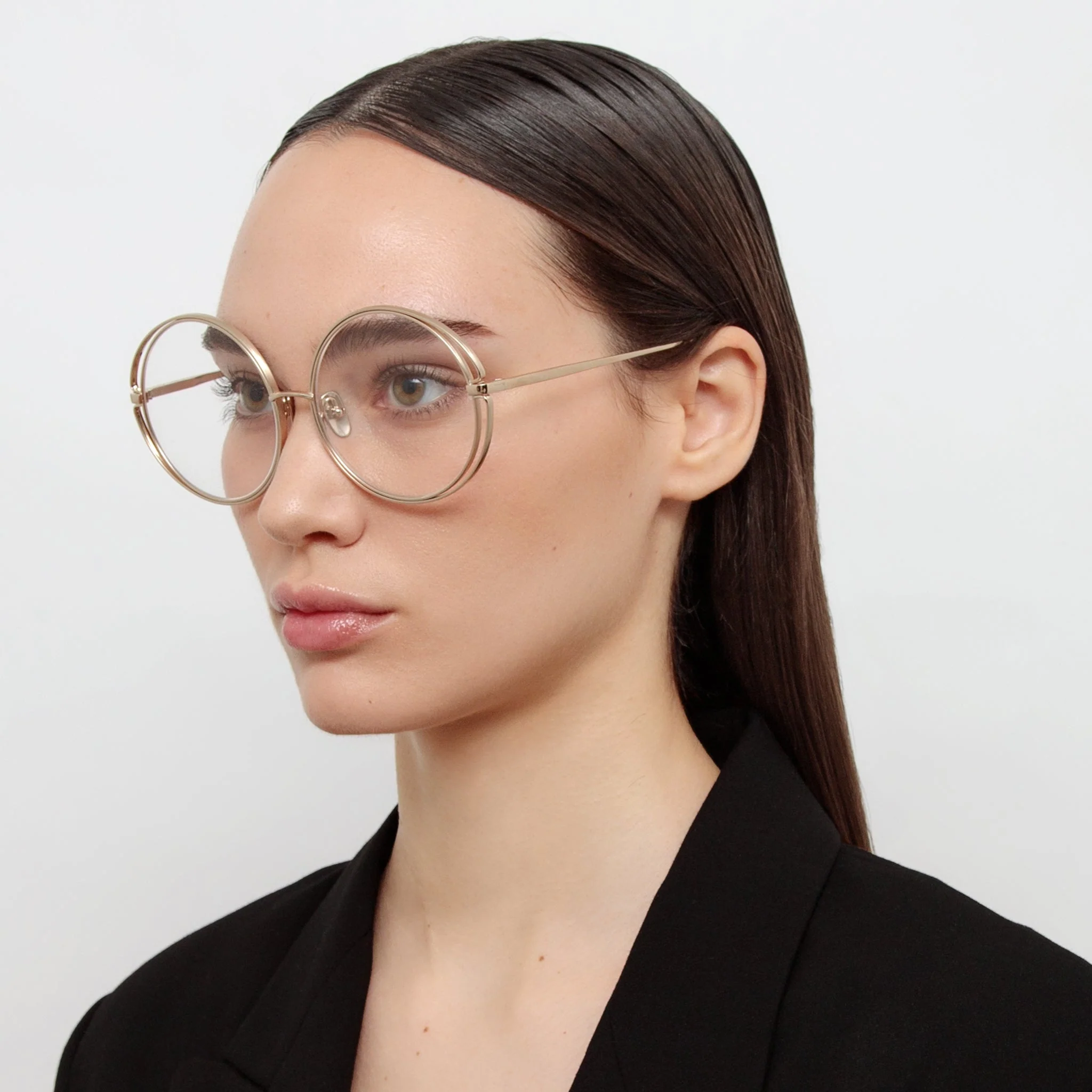 Selene Round Optical Frame in 22K Light Gold - Image 3