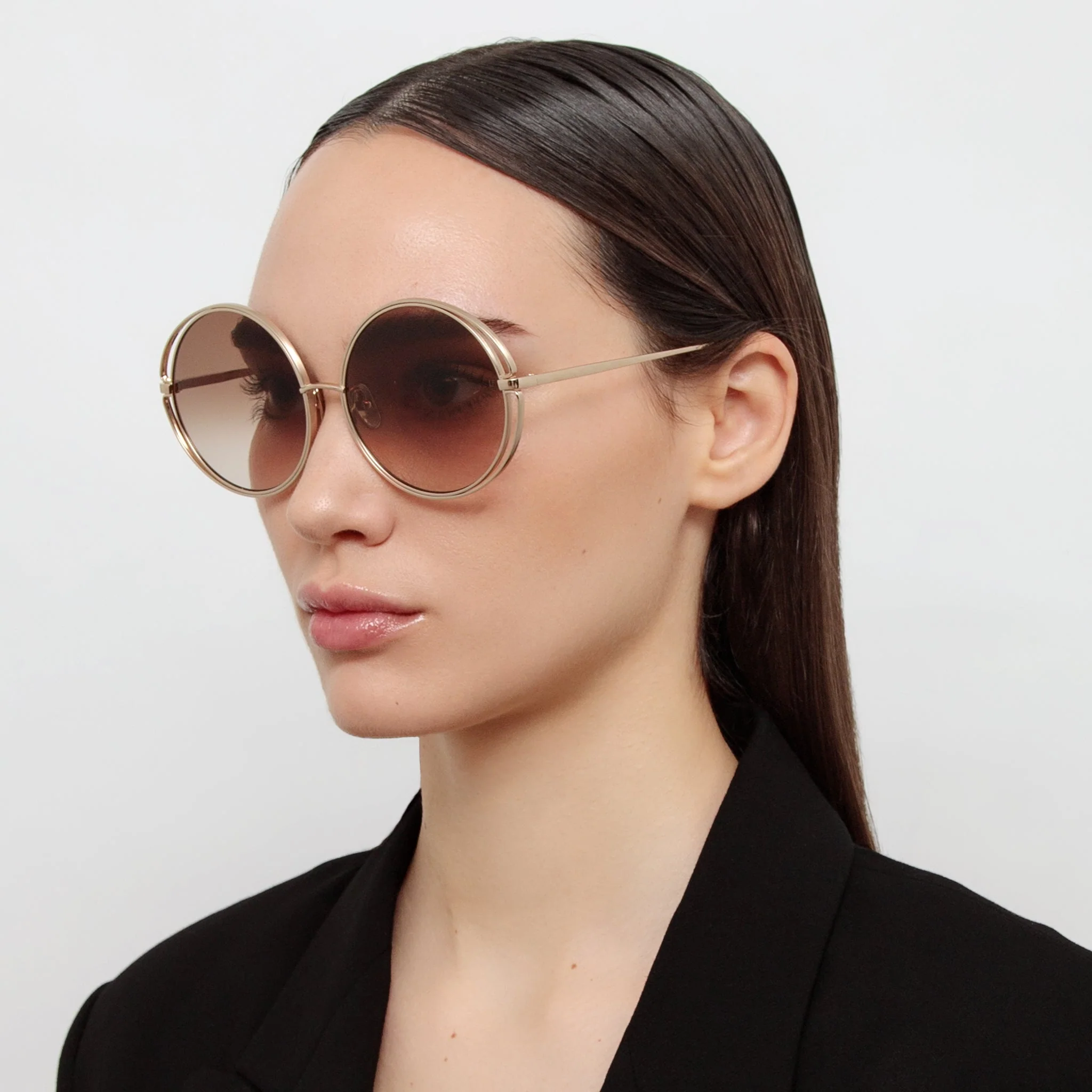 Selene Sunglasses in 22K Gold and Mocha - Image 3
