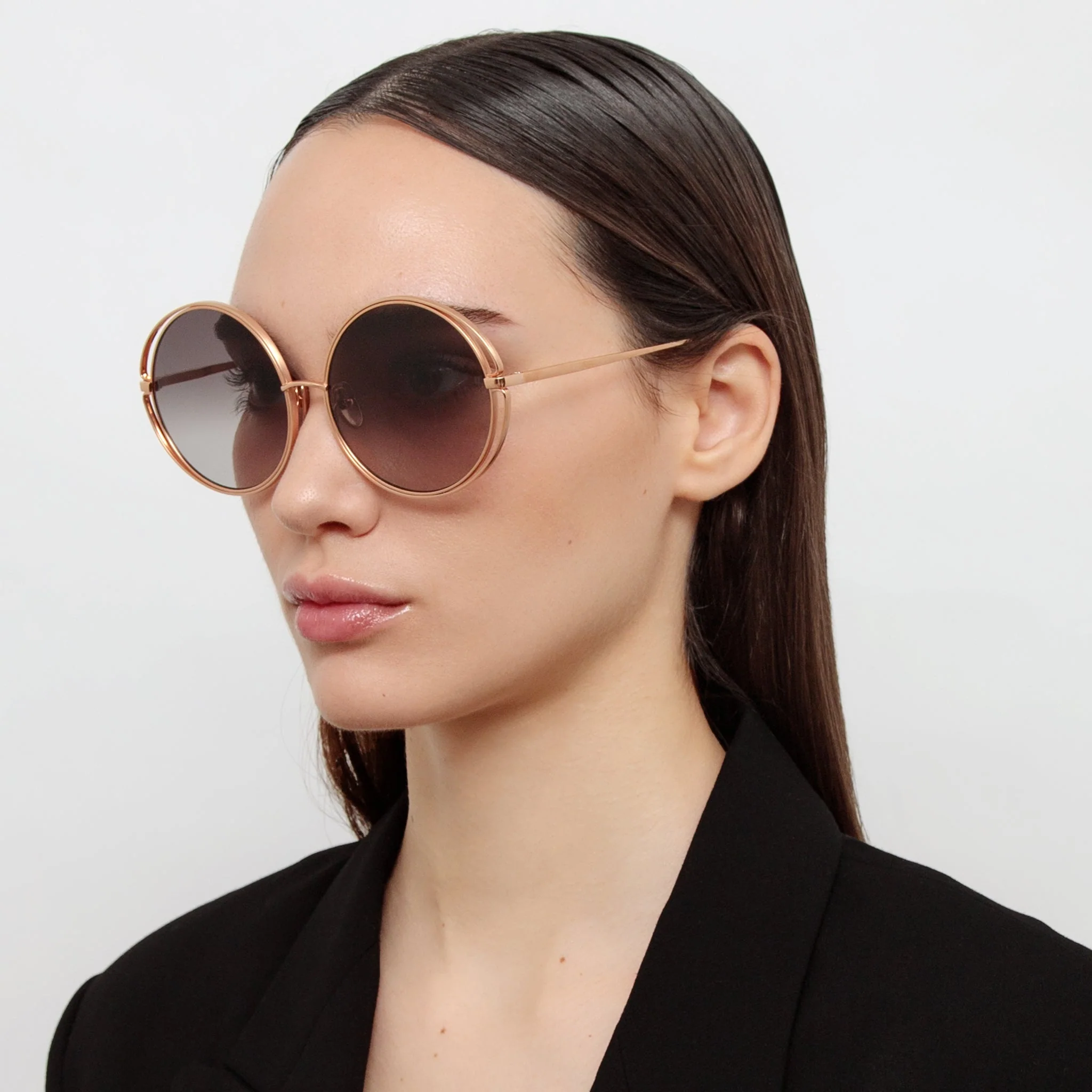 Selene Sunglasses in 18K Rose Gold and Grey - Image 3