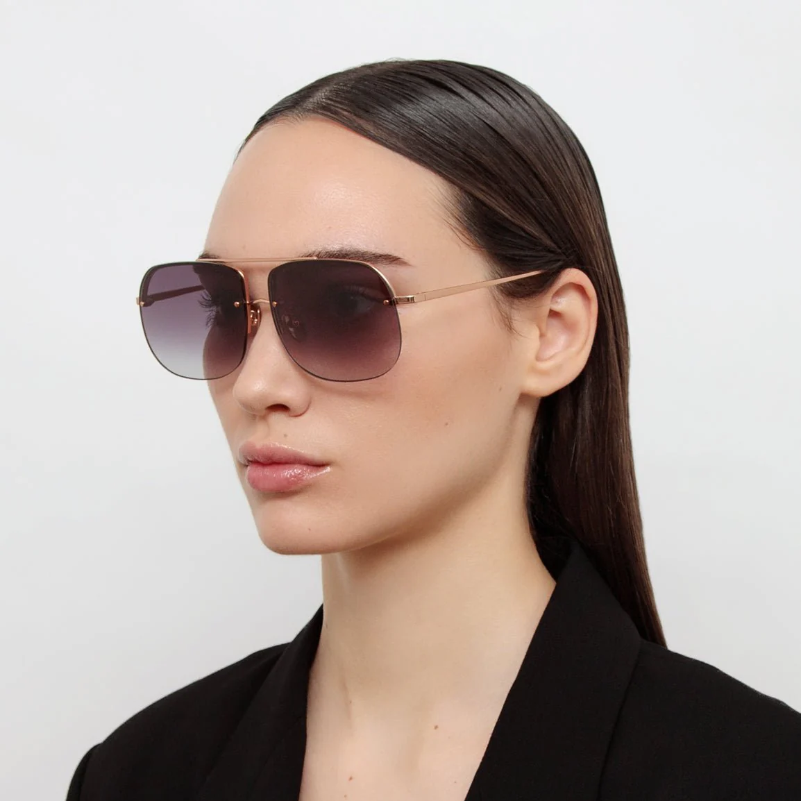 Seren Sunglasses in 18k Rose Gold and Grey - Image 4