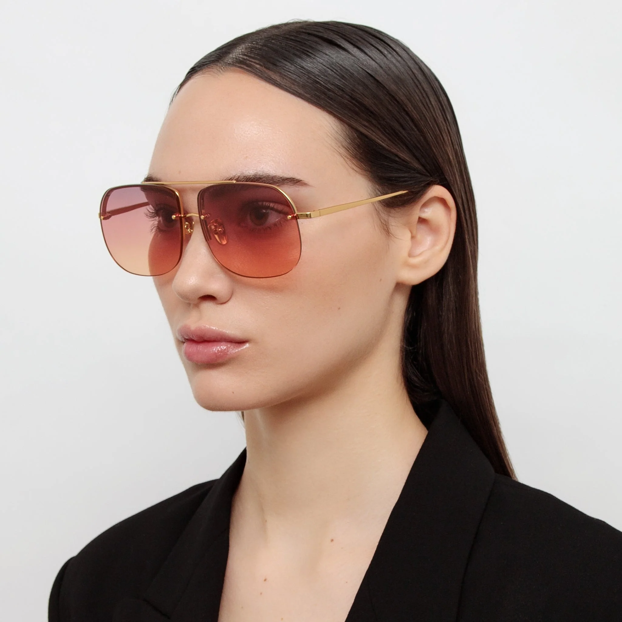 Seren Sunglasses in 22k Gold and Sunset Orange - Image 4