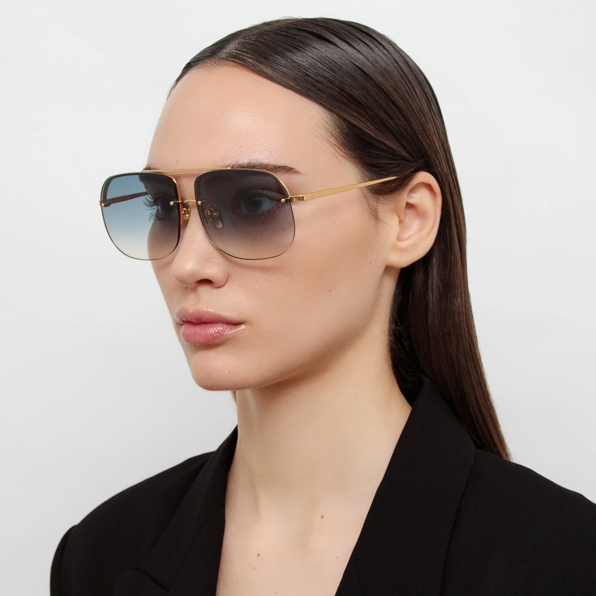 Seren Sunglasses in 22K Gold and Aqua - Image 3