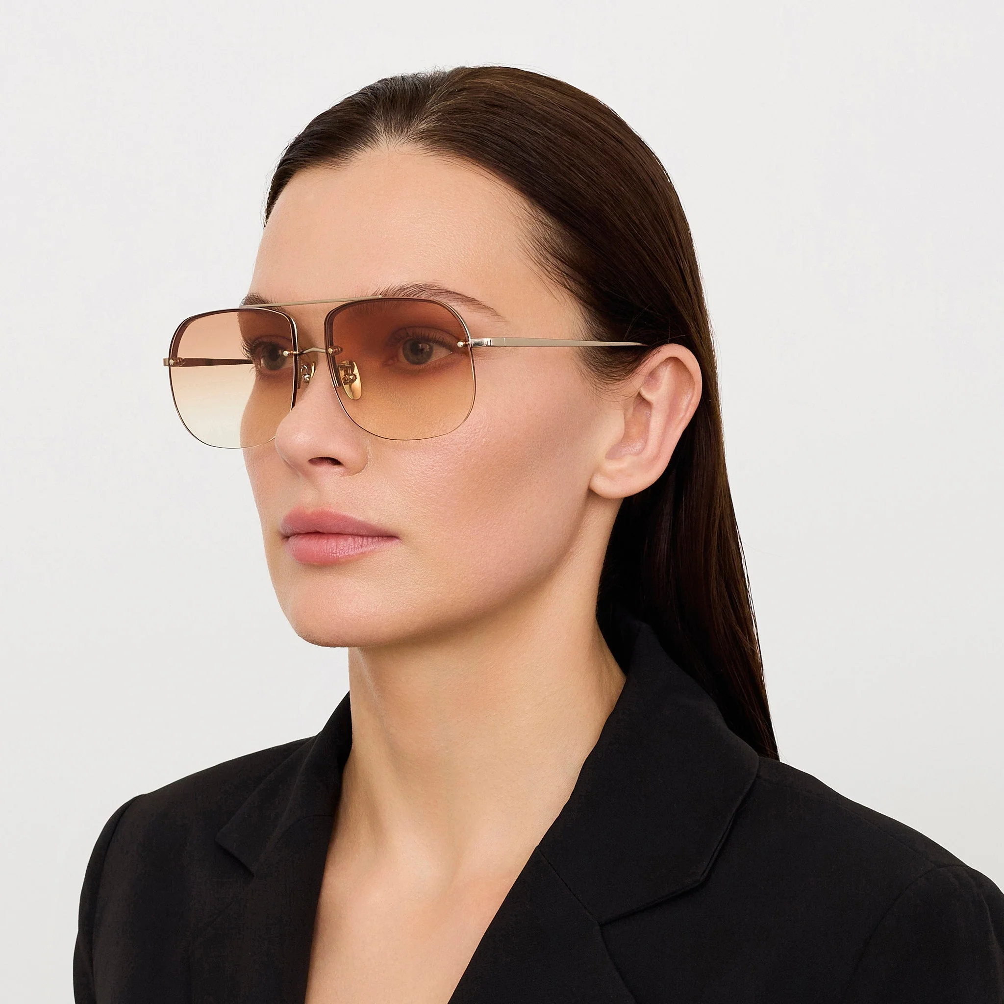 Seren Sunglasses in 18k Rose Gold and Camel - Image 3