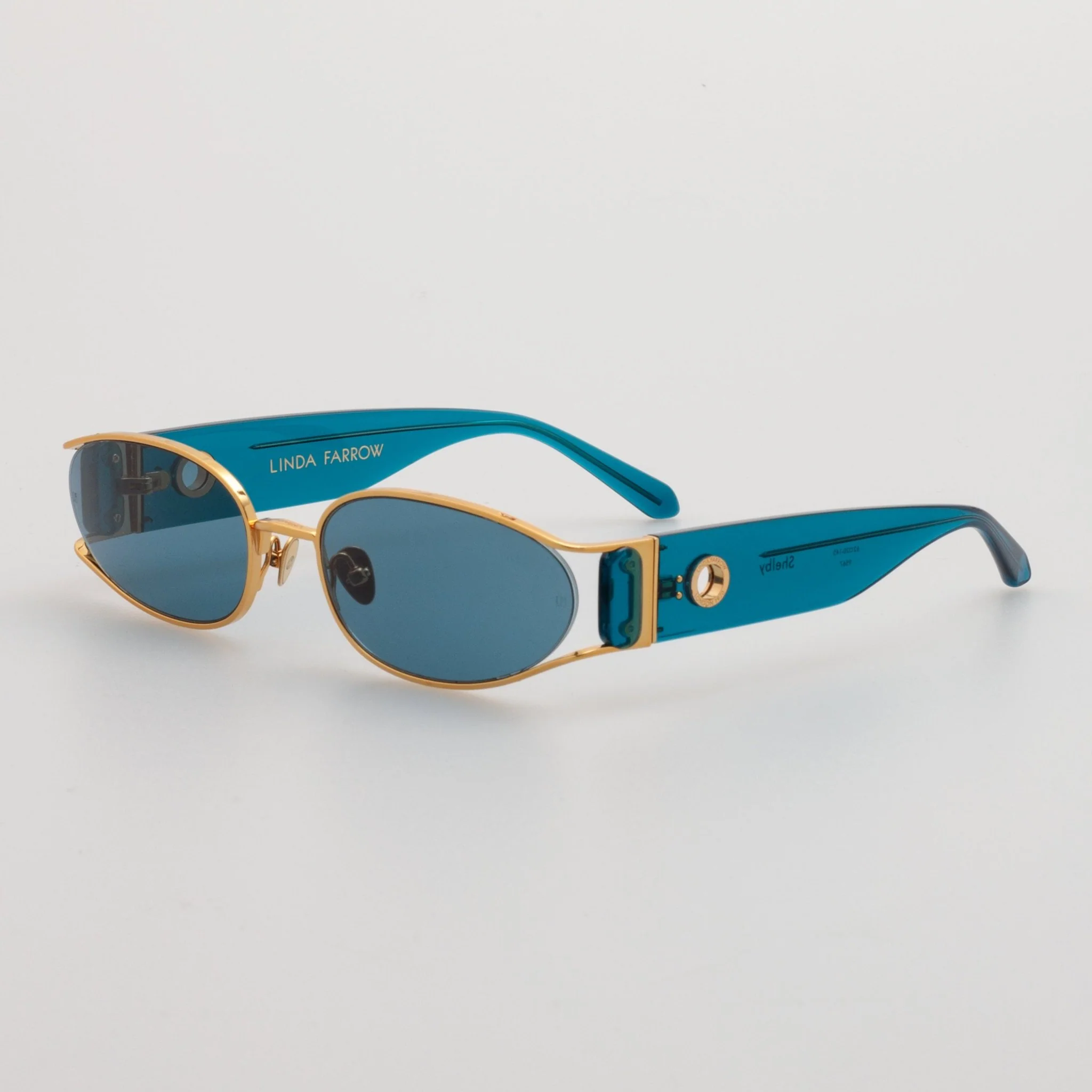 Shelby Sunglasses in 22K Gold and Aqua - Image 2