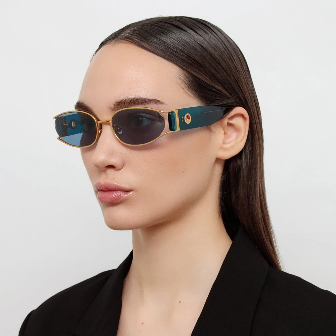 Shelby Sunglasses in 22K Gold and Aqua - Image 3
