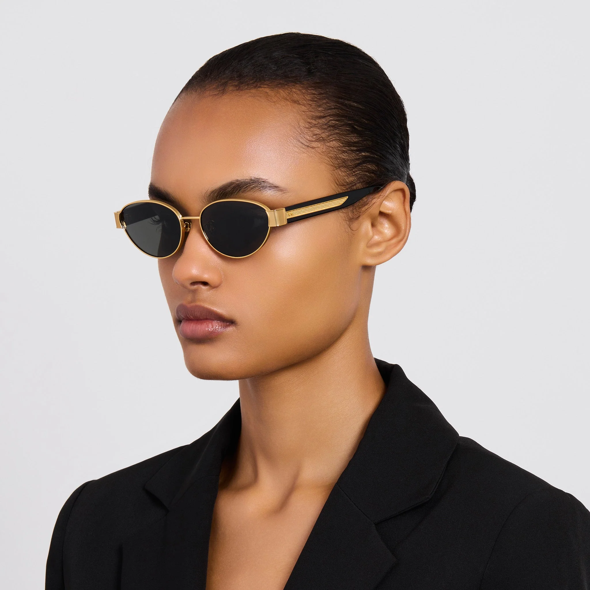 Sheri Sunglasses in 22K Gold and Black - Image 3