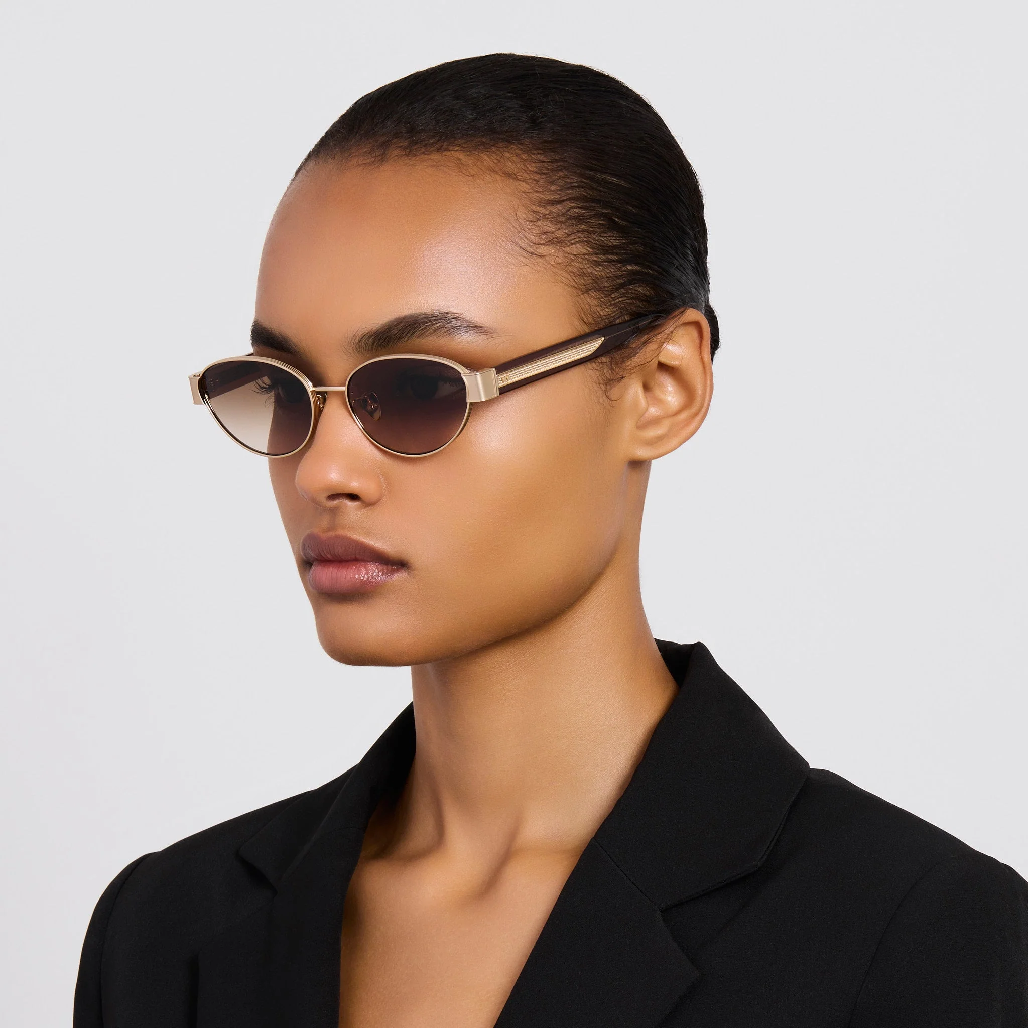 Sheri Sunglasses in Matt Champagne and Mocha - Image 3