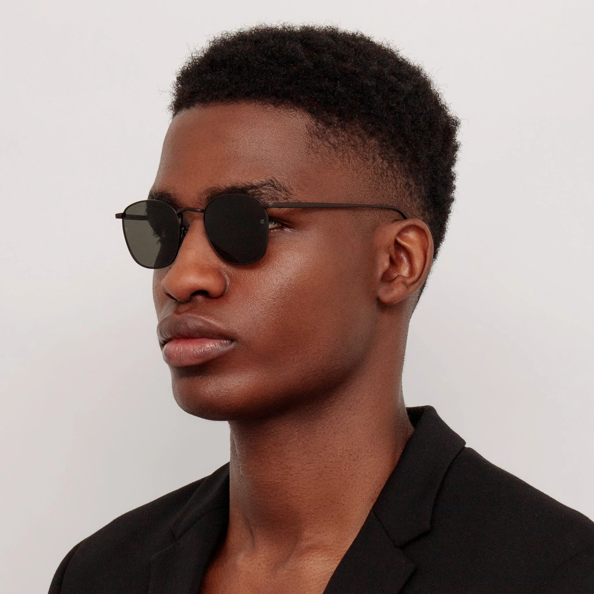 Simon Square Sunglasses in Matt Black Nickel - Image 3