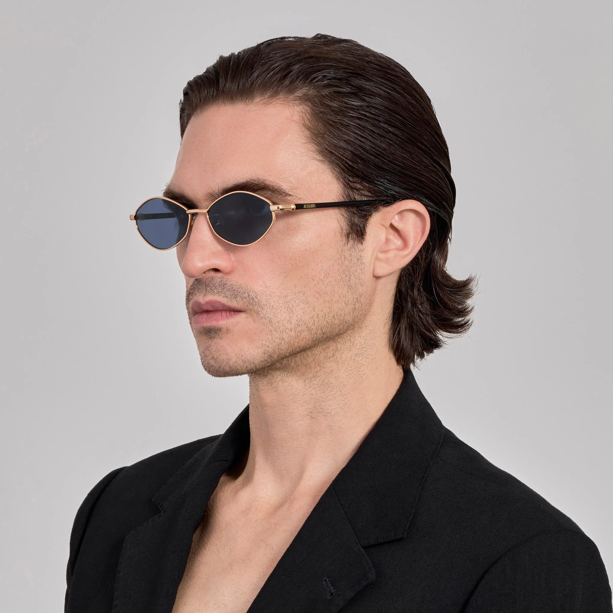 Sirocco Sunglasses in Light Gold and Navy - Image 3