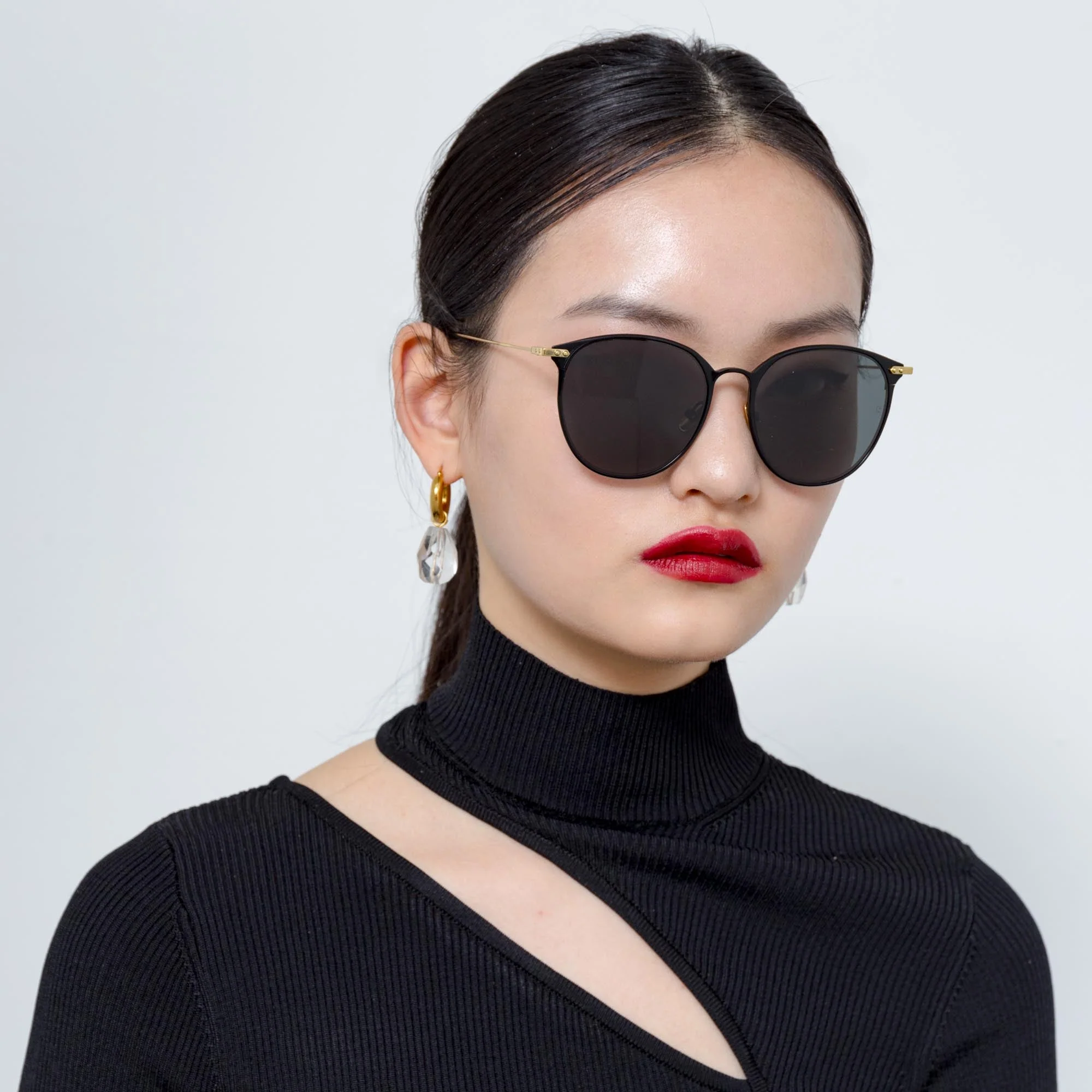 Sophia Sunglasses in 22K Gold and Grey - Image 3