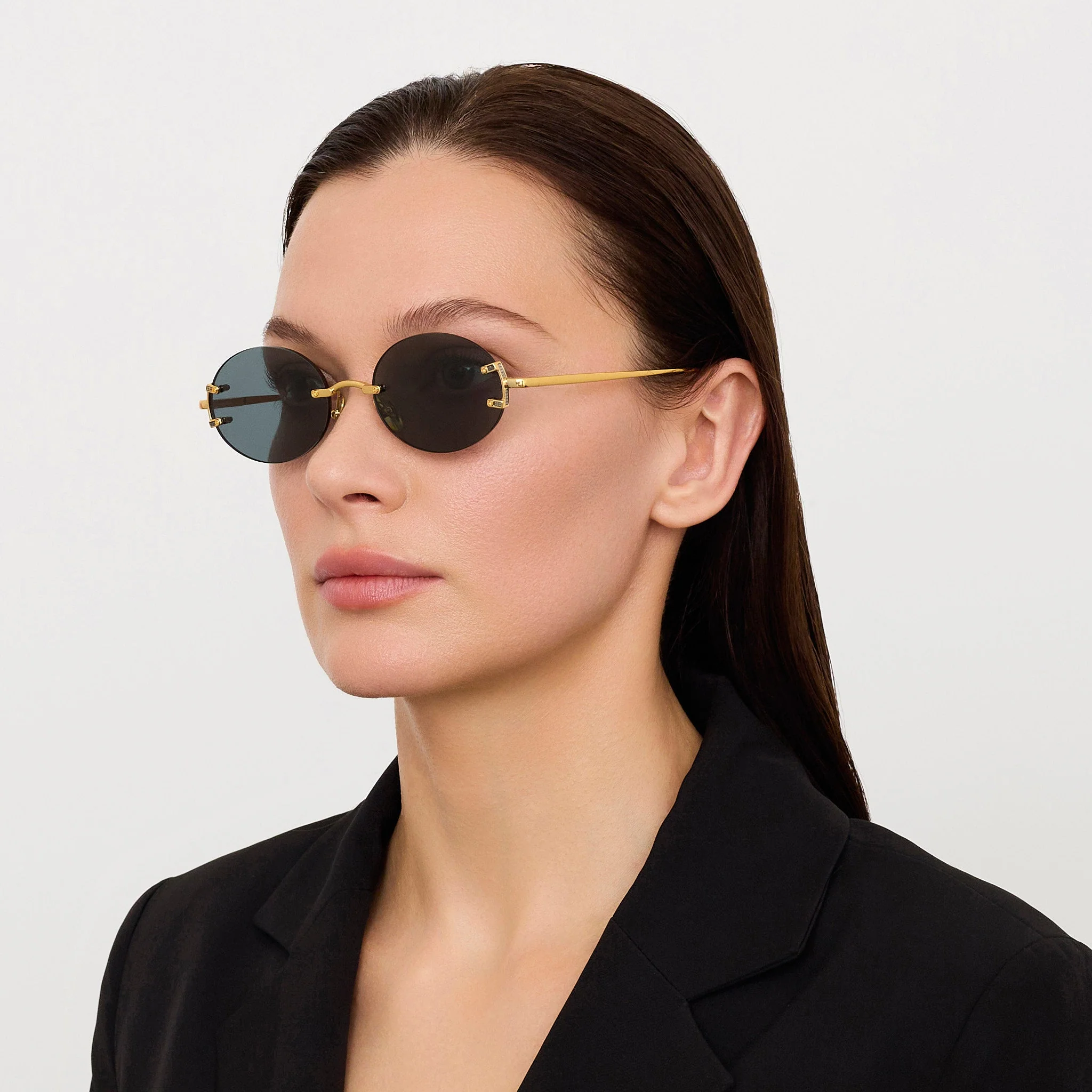 Stella Sunglasses in 22K Gold and Grey - Image 3