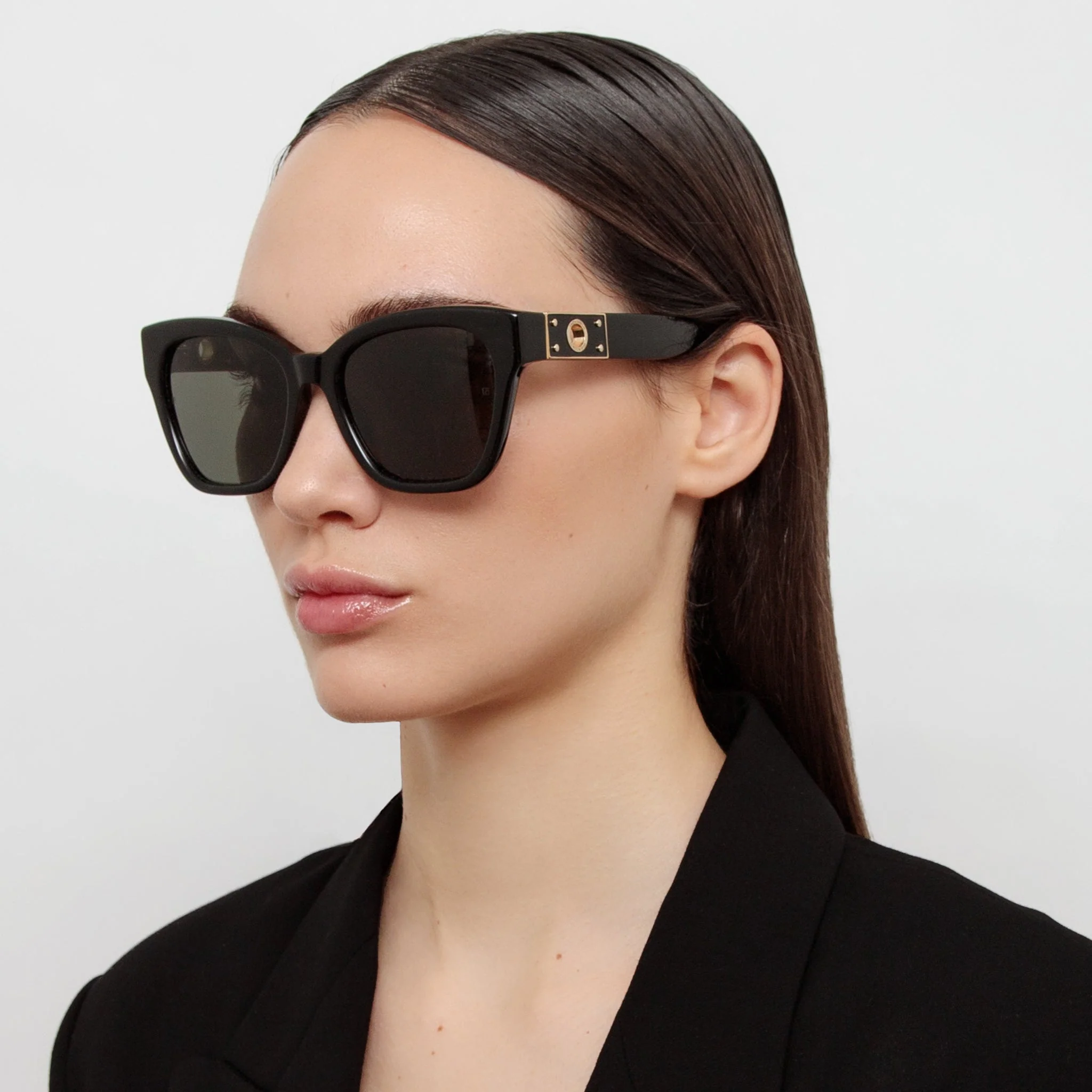 Tamara Cat Eye Sunglasses in Black - Image 3
