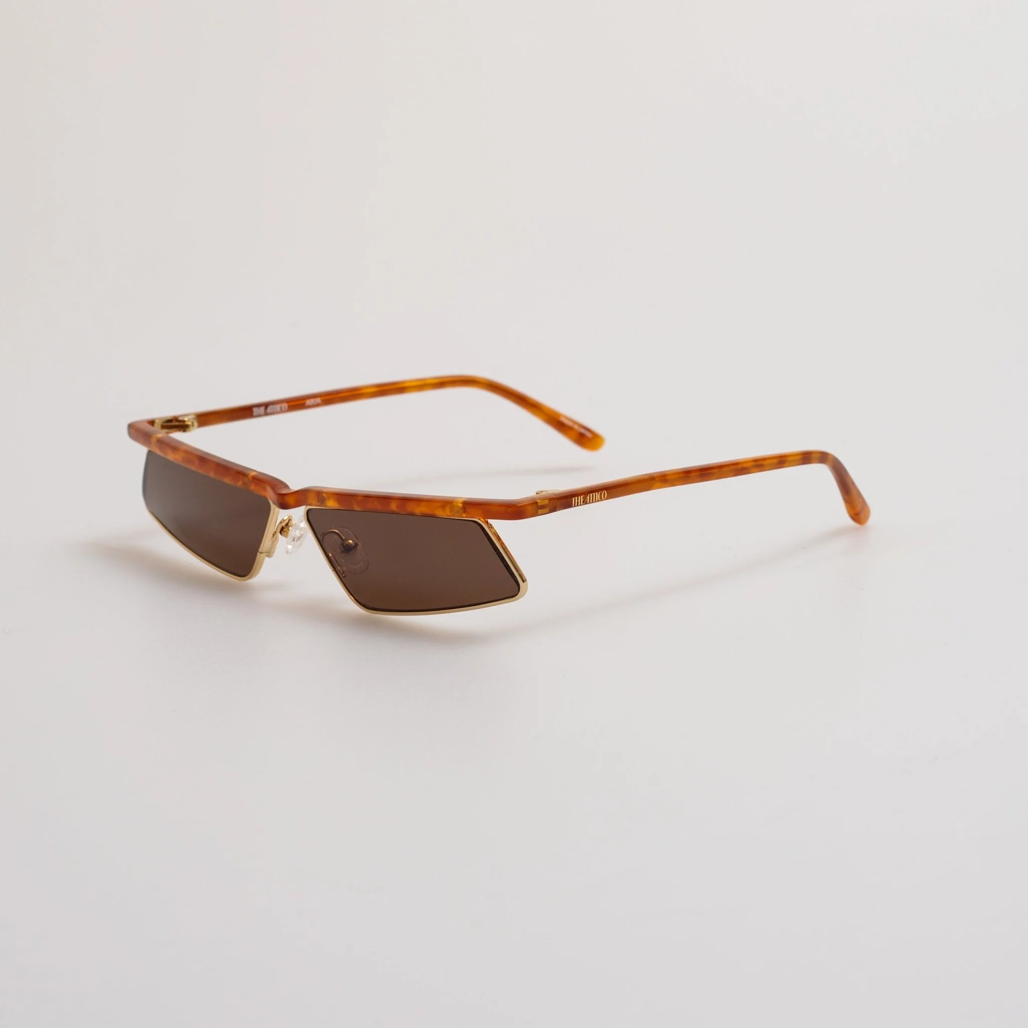 Aria Cat Eye Sunglasses in Yellow Gold and Brown - Image 2