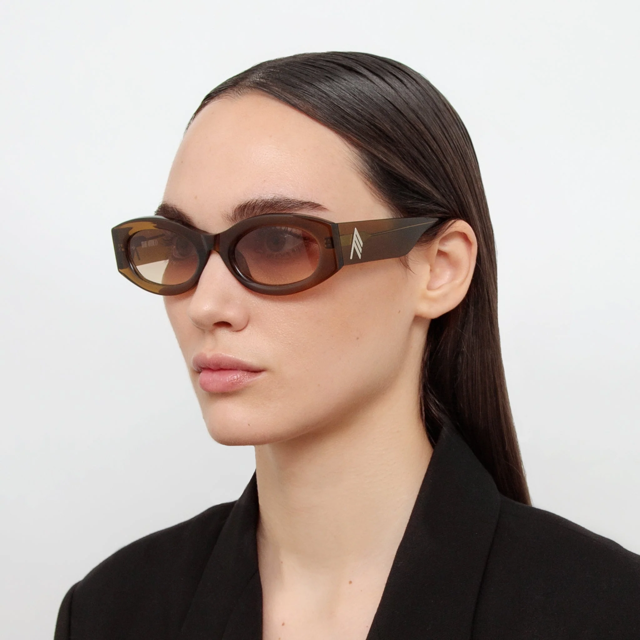 Berta Oval Sunglasses in Olive - Image 3