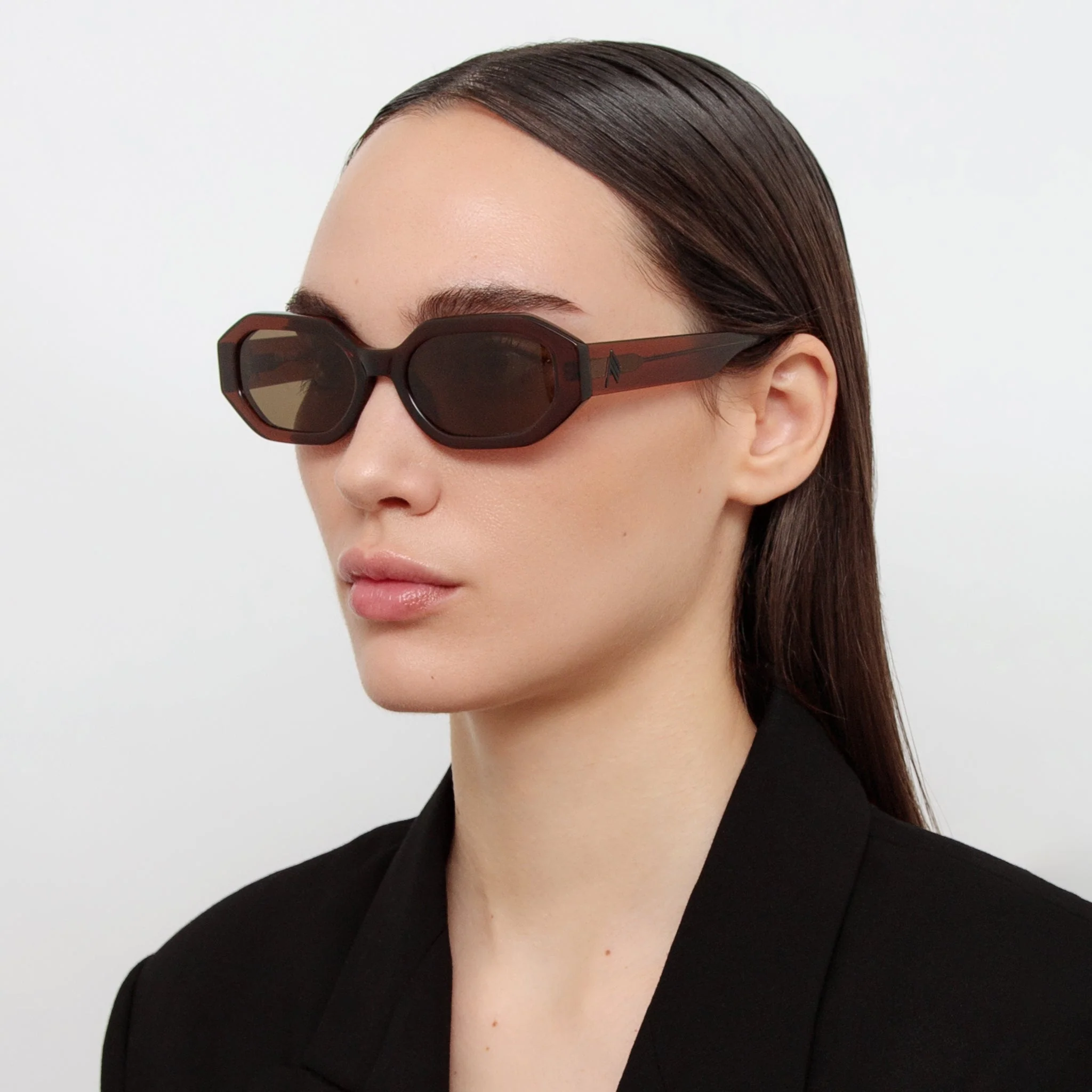 Irene Angular Sunglasses in Brown - Image 3