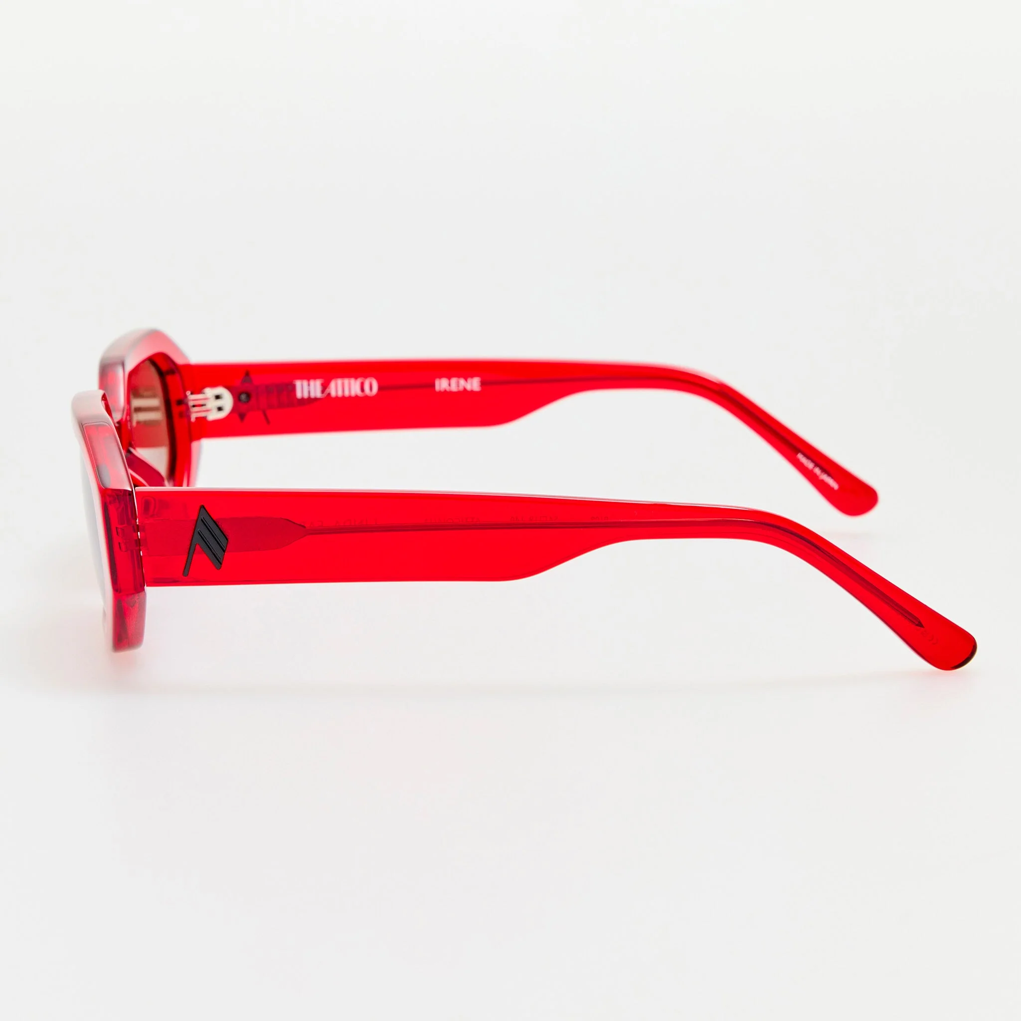 Irene Angular Sunglasses in Red and Brown - Image 4