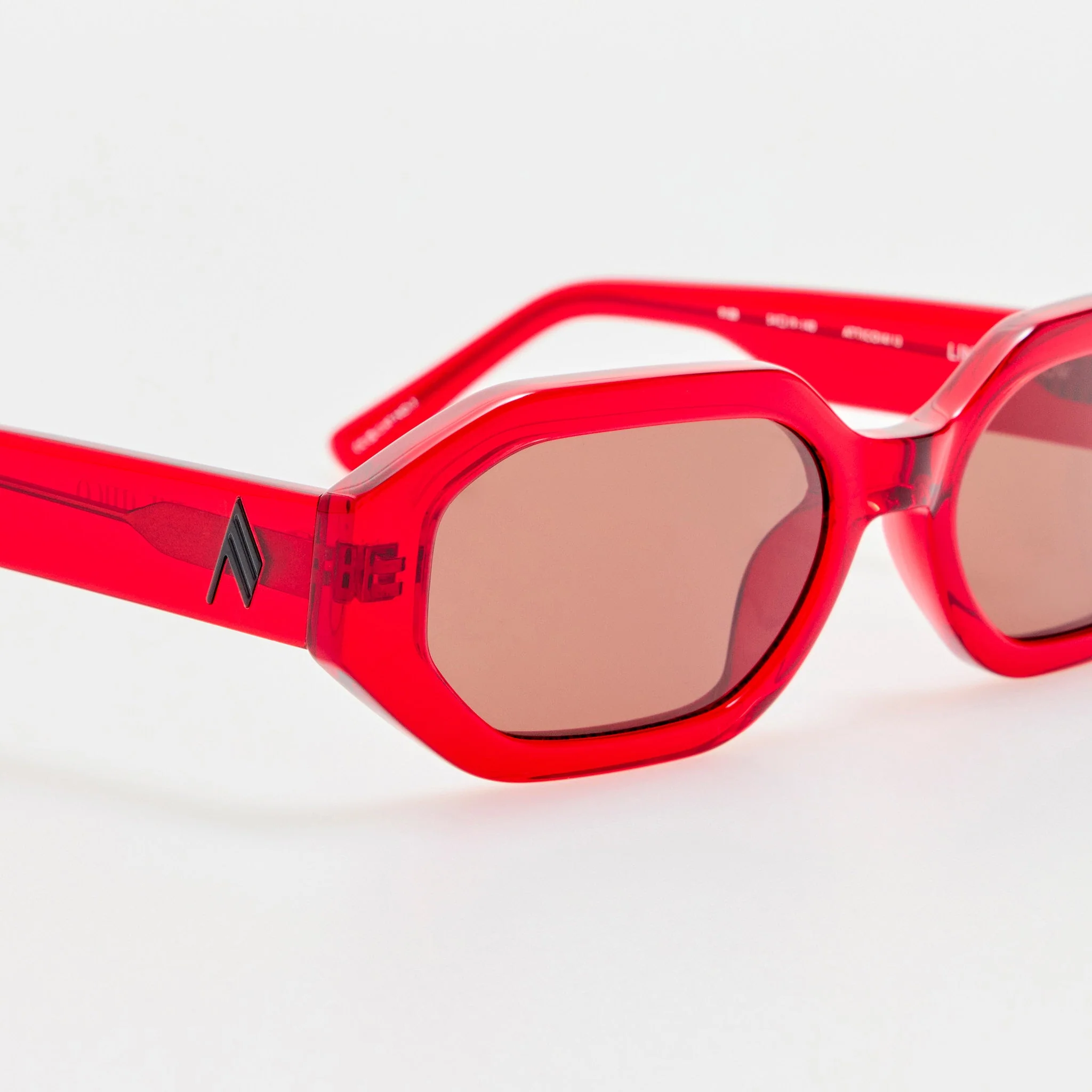 Irene Angular Sunglasses in Red and Brown - Image 5