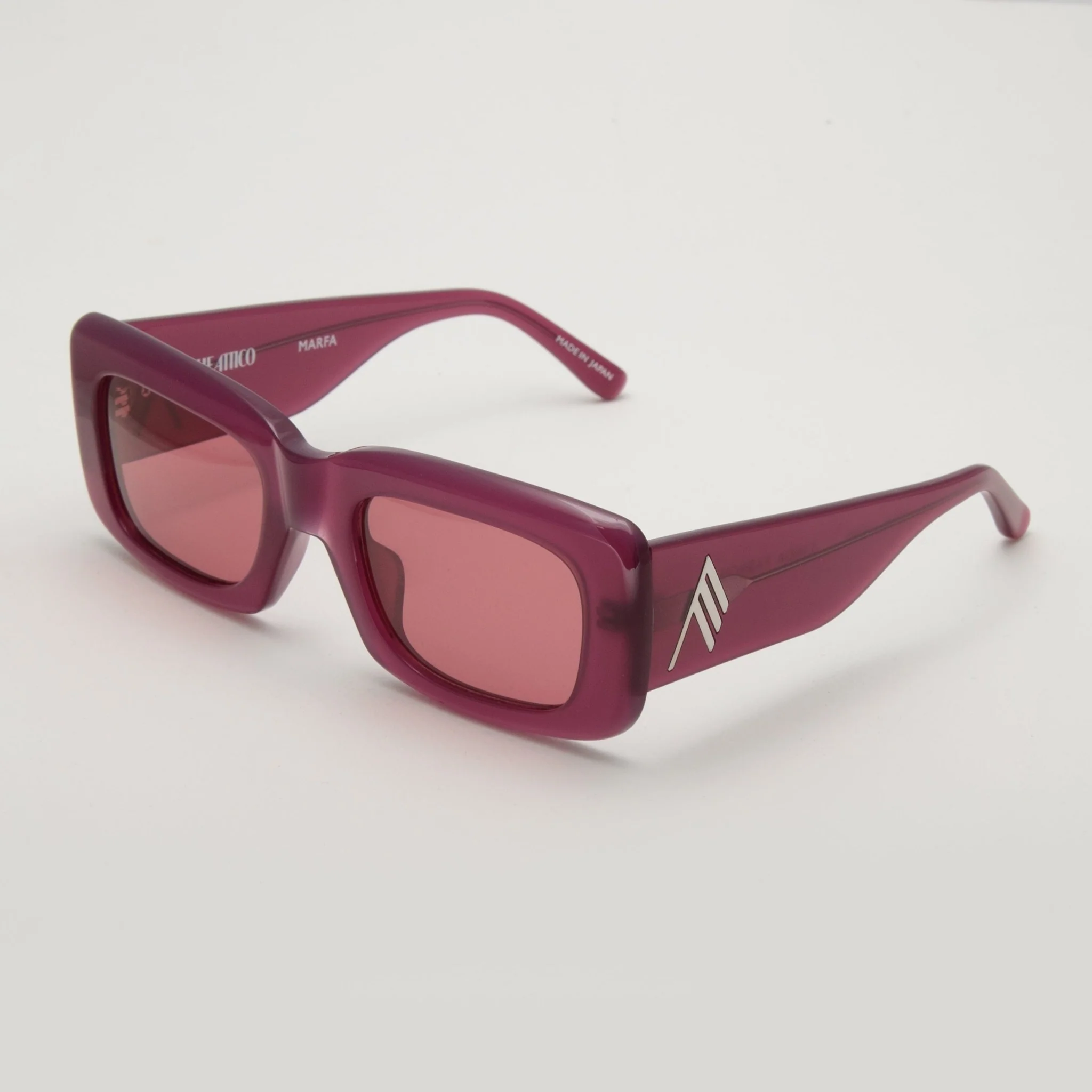 Marfa Rectangular Sunglasses in Burgundy - Image 2