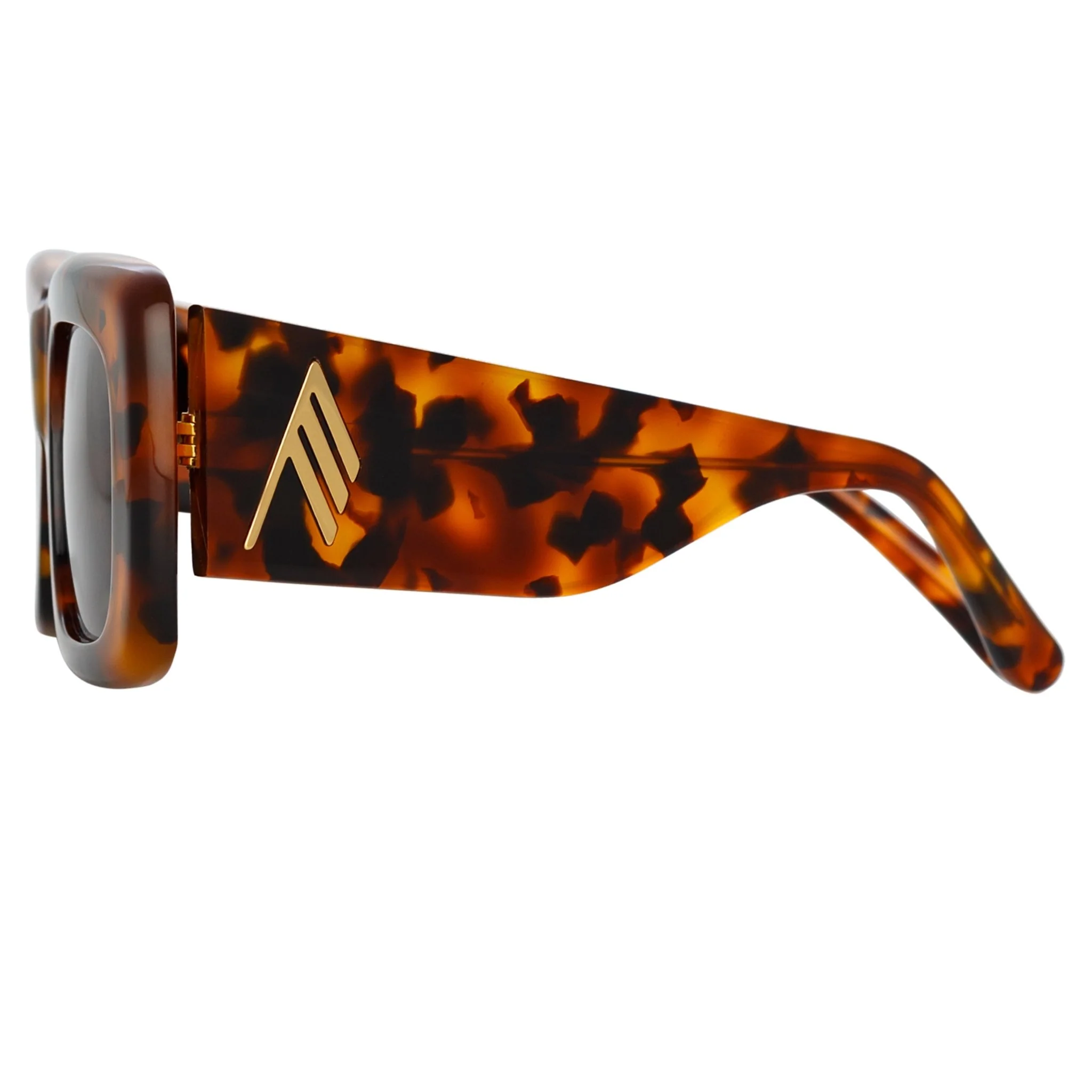 Marfa Rectangular Sunglasses in Tortoiseshell and Blue Lenses - Image 4