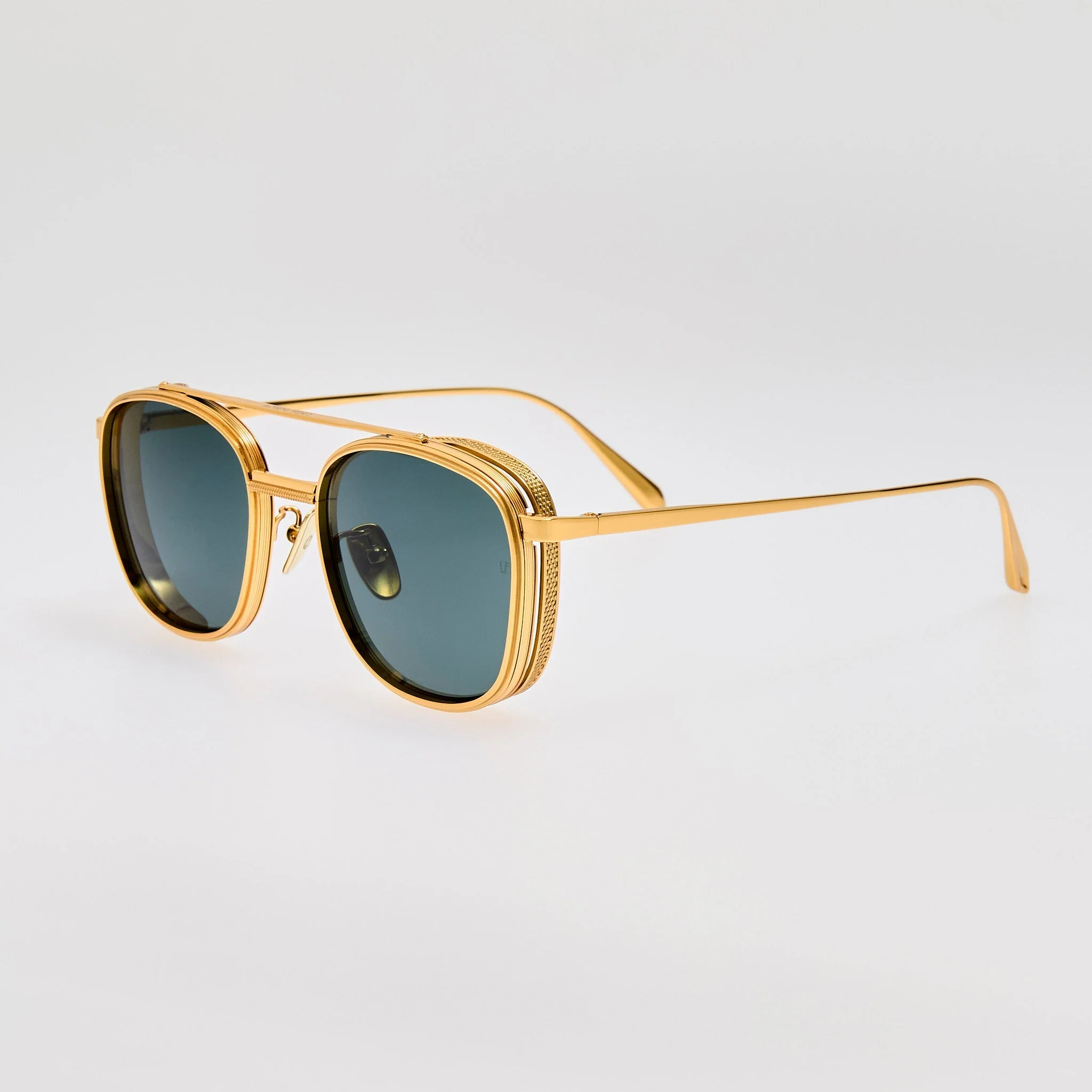 Varo Sunglasses in 22K White Gold and Green - Image 2