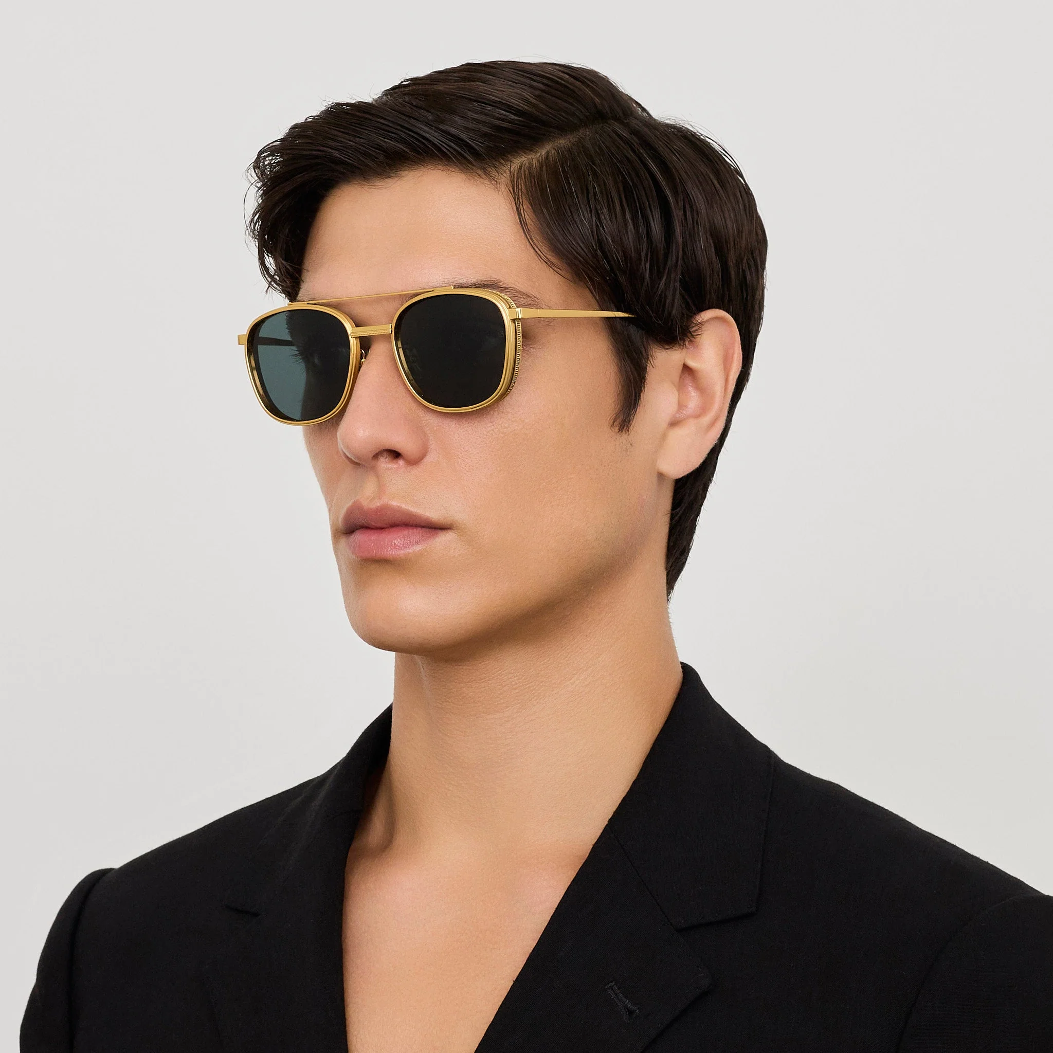 Varo Sunglasses in 22K White Gold and Green - Image 3